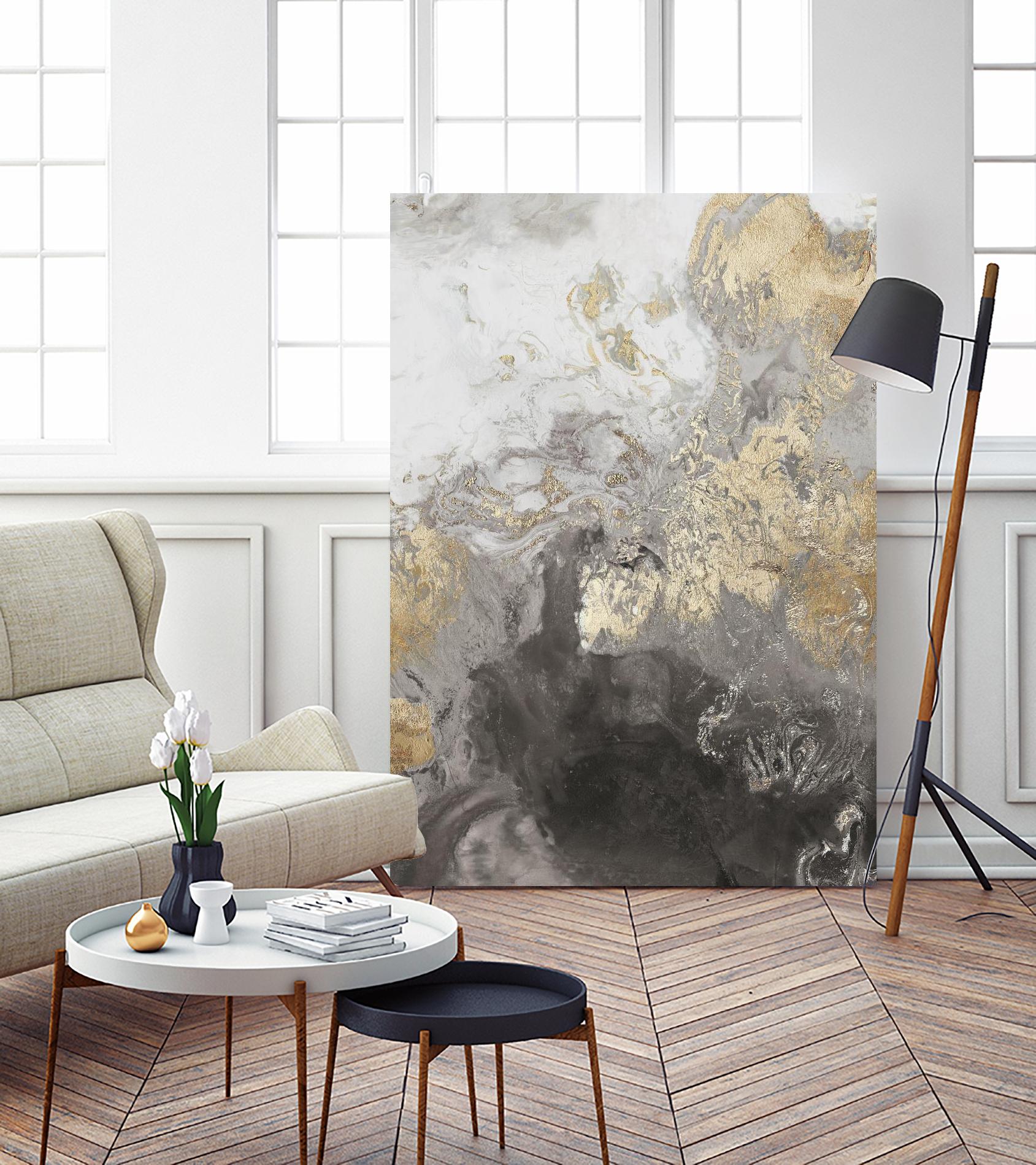 Ocean Splash II Grey Version by PI Studio on GIANT ART - gold abstract