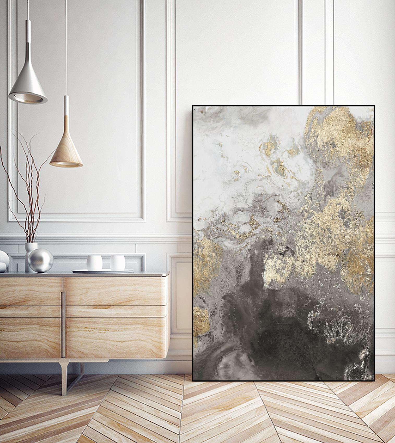 Ocean Splash II Grey Version by PI Studio on GIANT ART - gold abstract