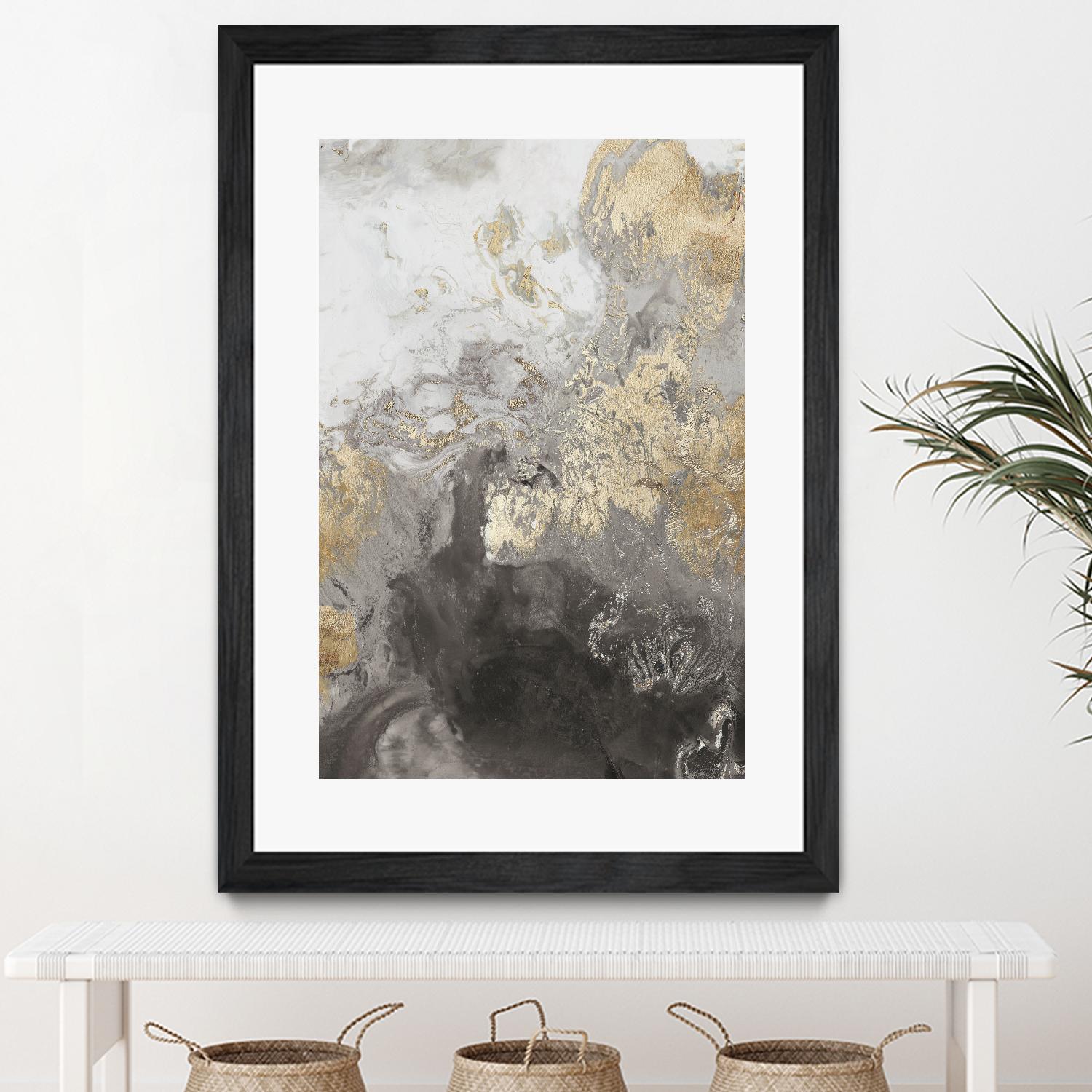 Ocean Splash II Grey Version by PI Studio on GIANT ART - gold abstract