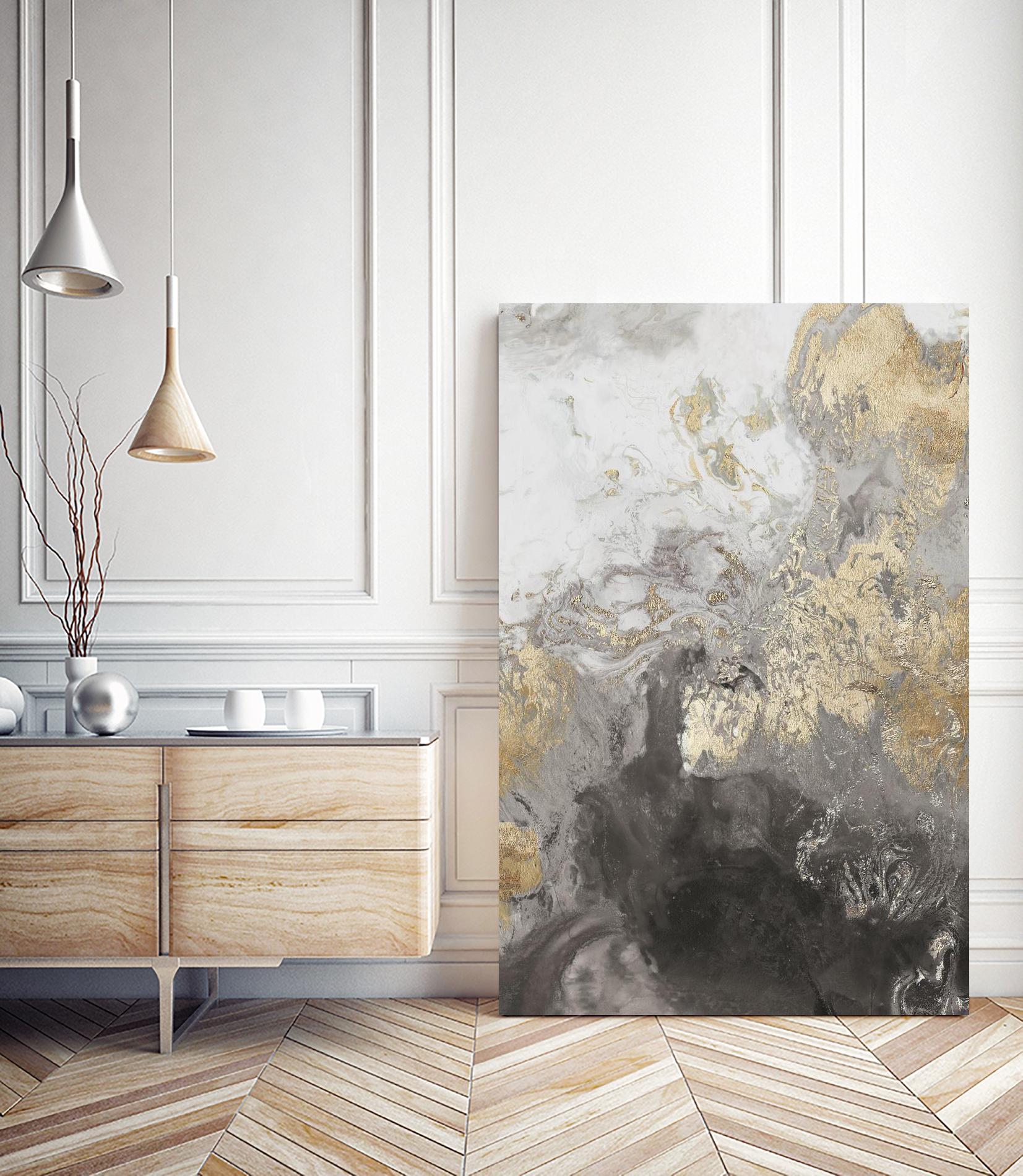 Ocean Splash II Grey Version by PI Studio on GIANT ART - gold abstract