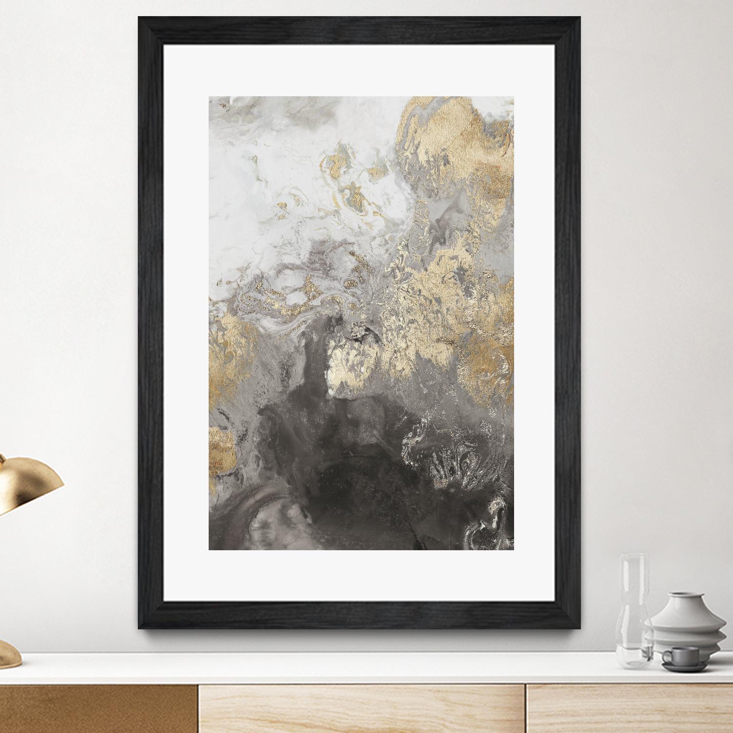 Ocean Splash II Grey Version by PI Studio on GIANT ART - gold abstract