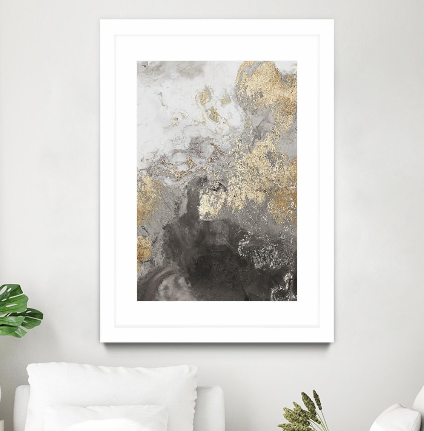 Ocean Splash II Grey Version by PI Studio on GIANT ART - gold abstract
