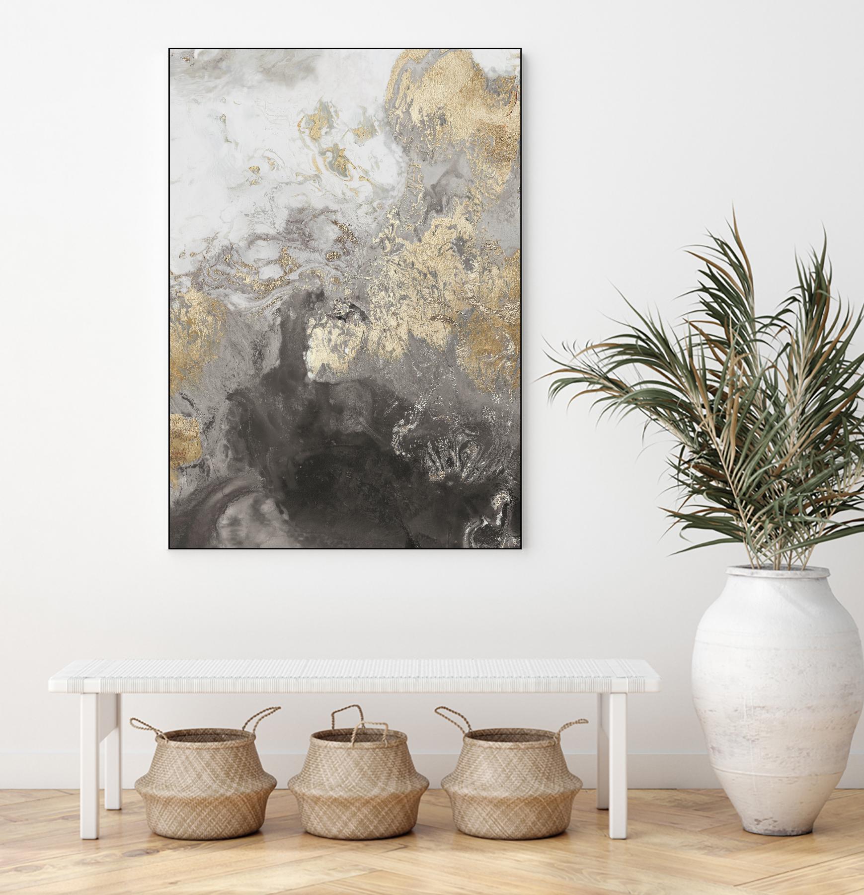 Ocean Splash II Grey Version by PI Studio on GIANT ART - gold abstract