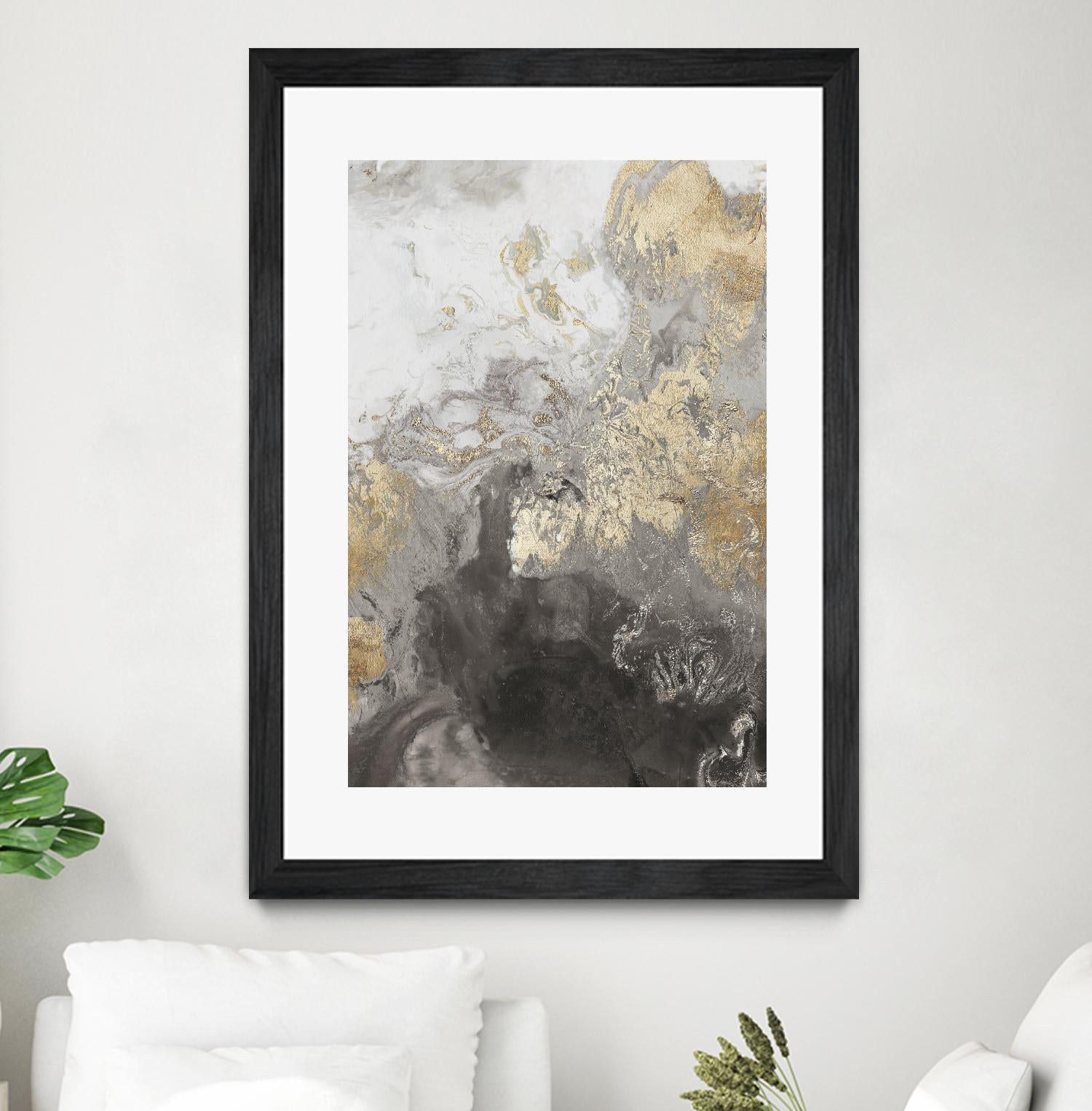 Ocean Splash II Grey Version by PI Studio on GIANT ART - gold abstract
