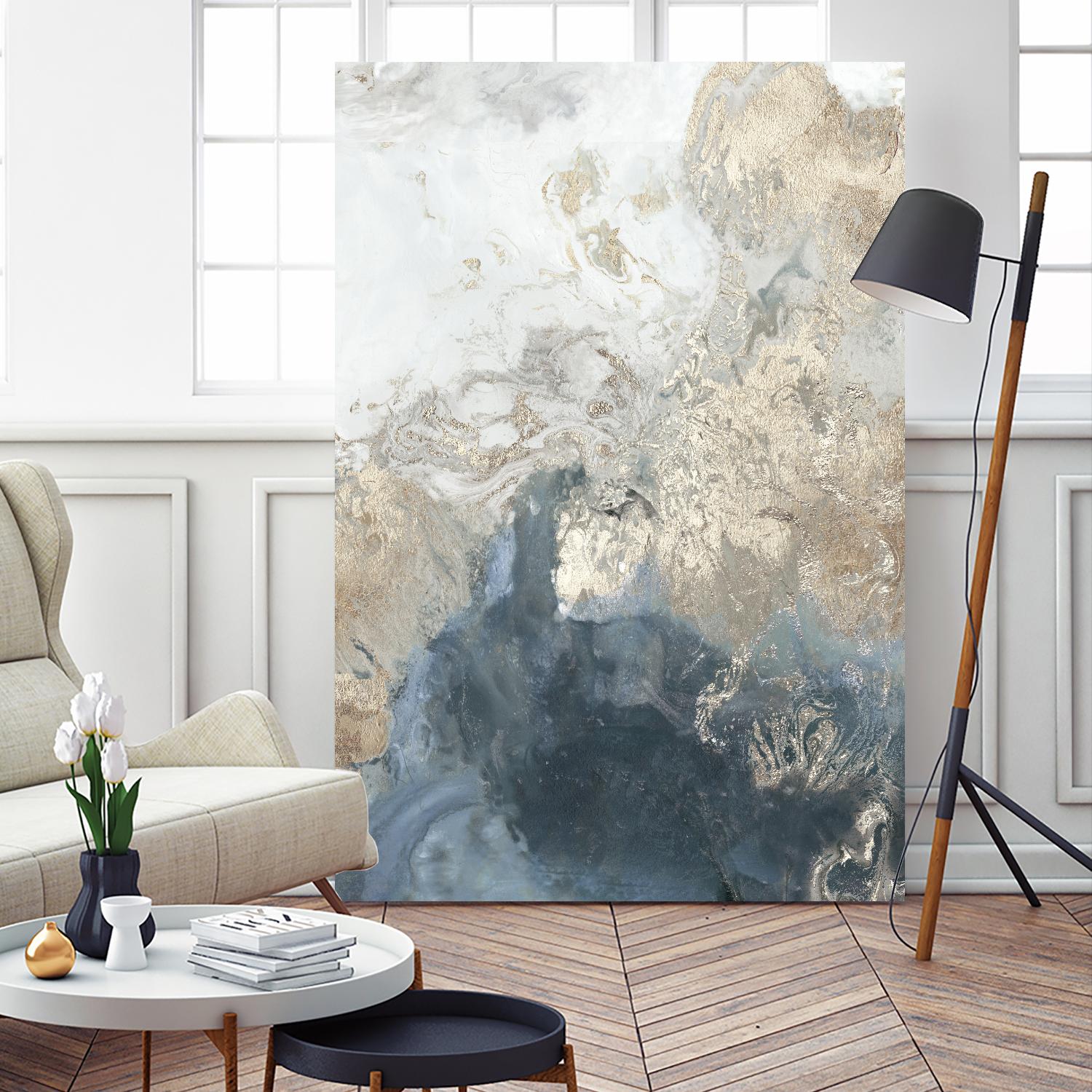 Ocean Splash II Indigo Version by PI Studio on GIANT ART - gold abstract