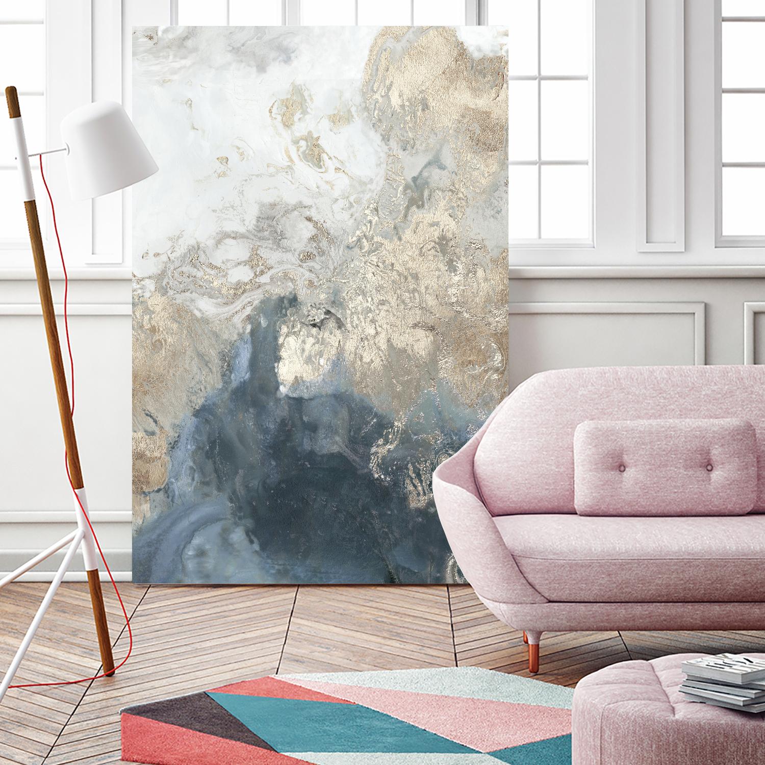 Ocean Splash II Indigo Version by PI Studio on GIANT ART - gold abstract