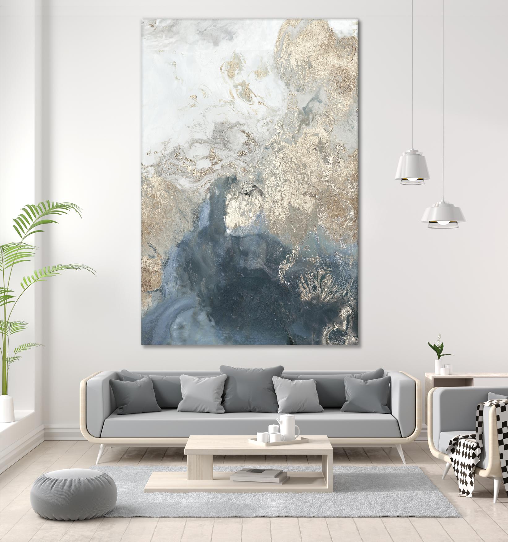 Ocean Splash II Indigo Version by PI Studio on GIANT ART - gold abstract