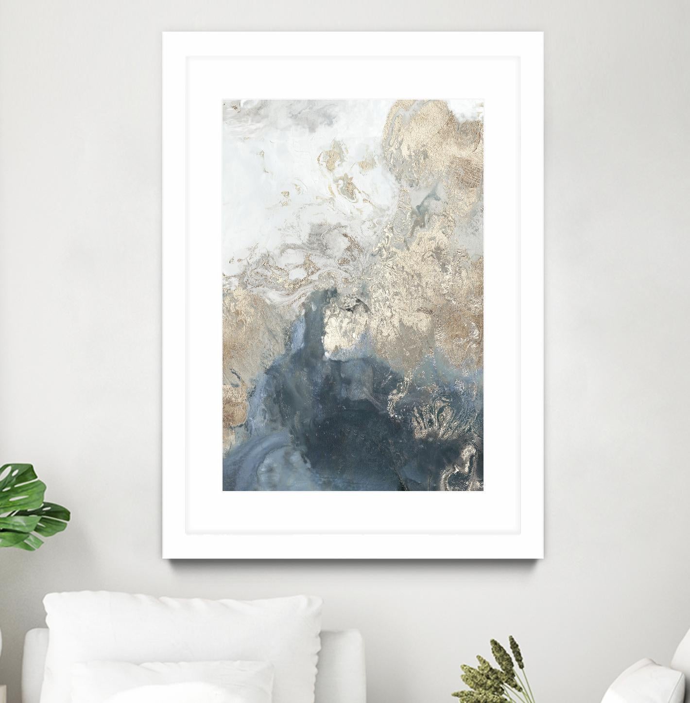 Ocean Splash II Indigo Version by PI Studio on GIANT ART - gold abstract