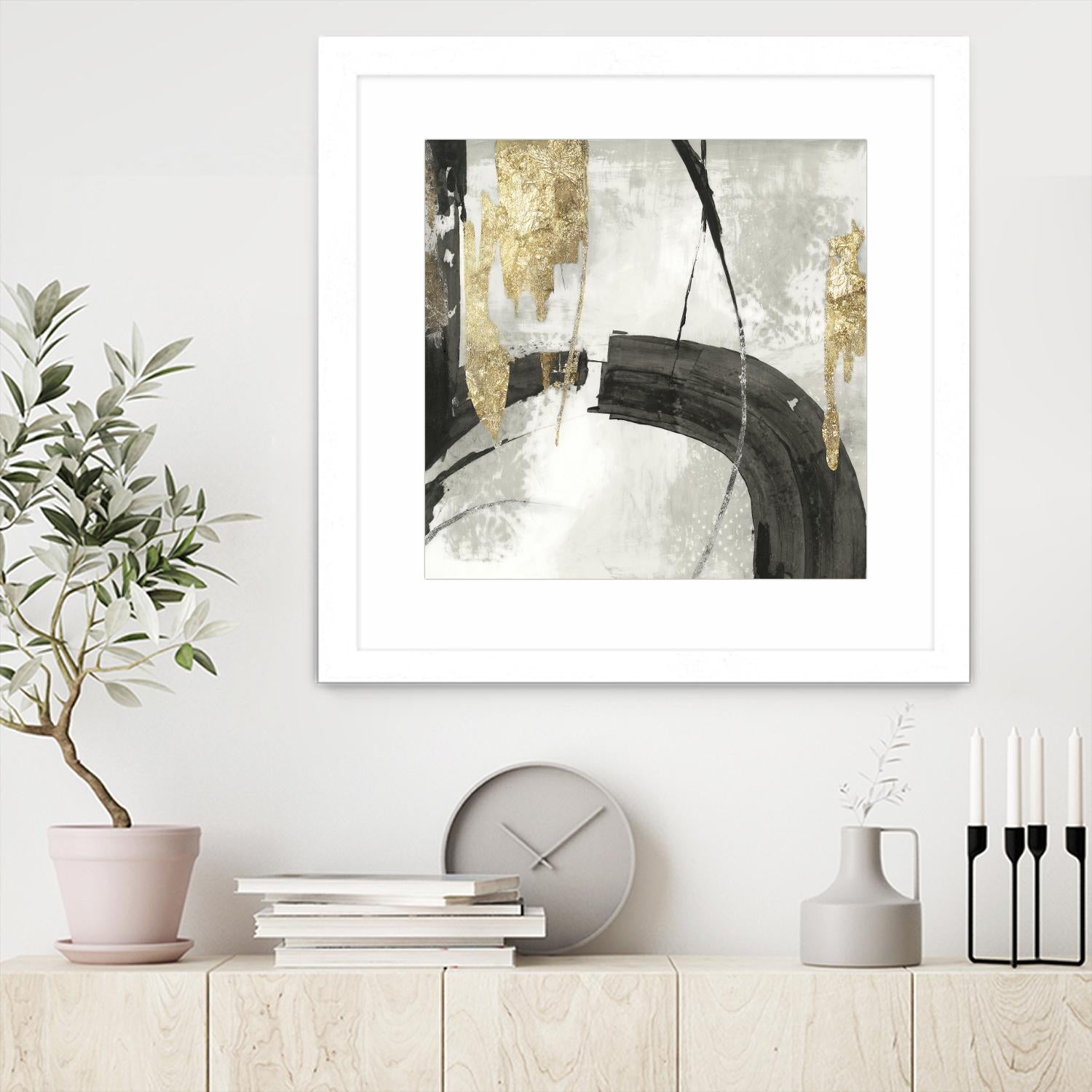 Black Ink I Gold Version by PI Studio on GIANT ART - black abstract