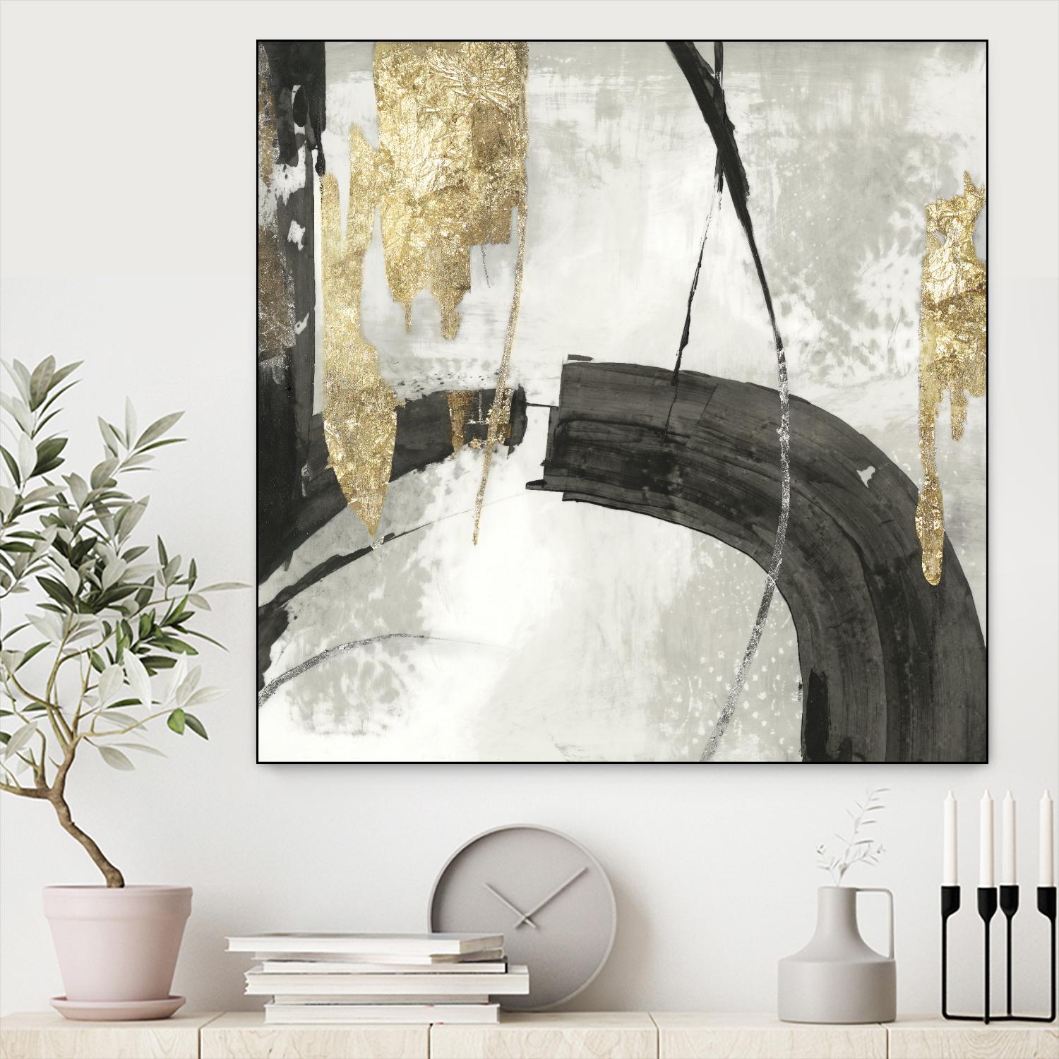 Black Ink I Gold Version by PI Studio on GIANT ART - black abstract