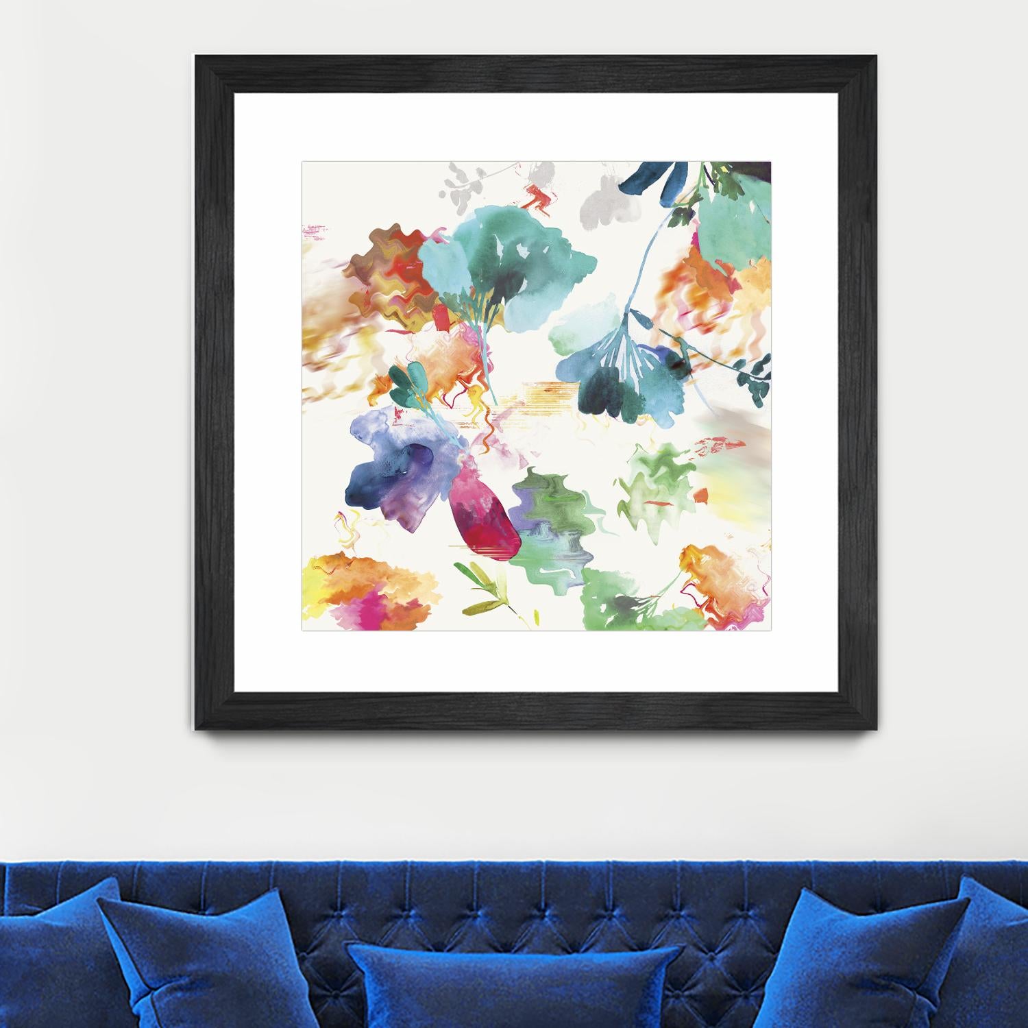 Glitchy Floral I by PI Studio on GIANT ART - blue abstract