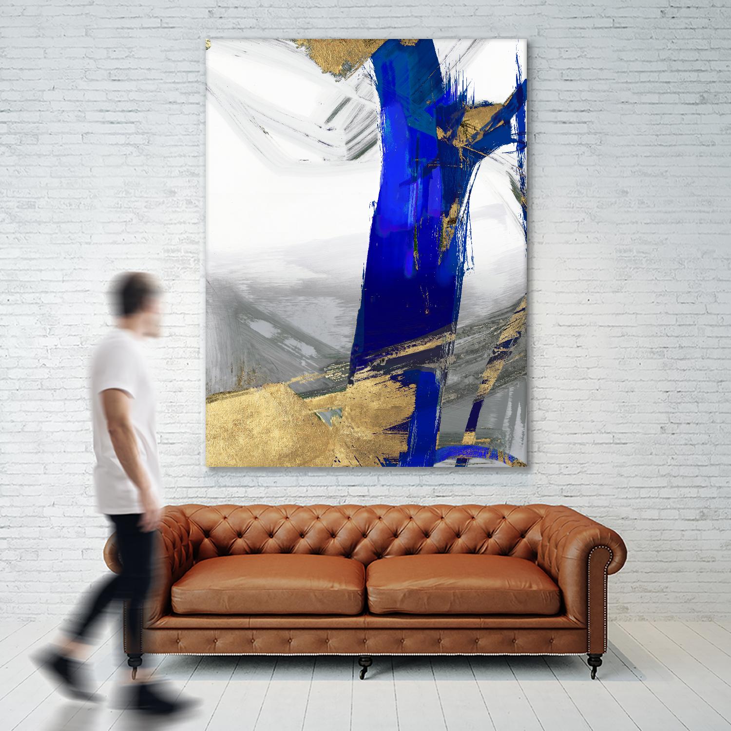 Indigo Abstract IV by PI Studio on GIANT ART - gold abstract
