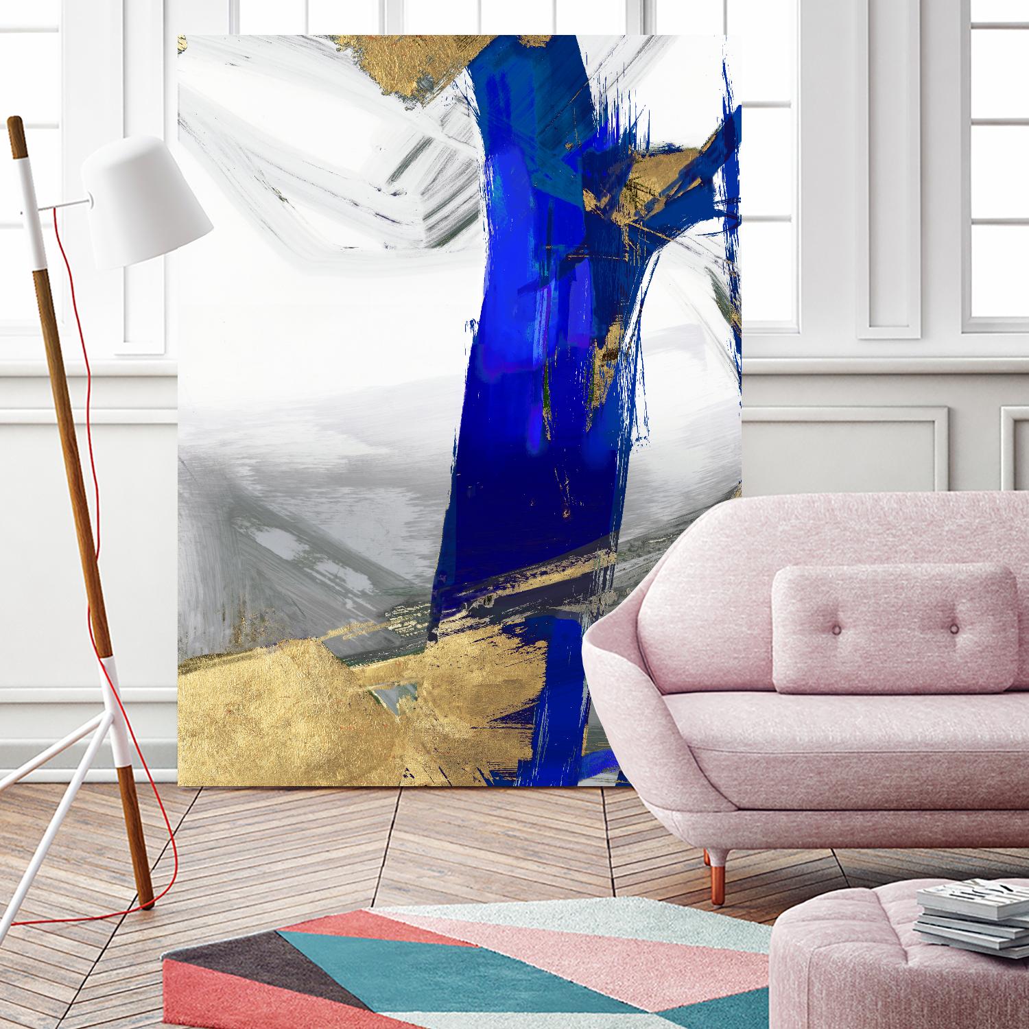 Indigo Abstract IV by PI Studio on GIANT ART - gold abstract