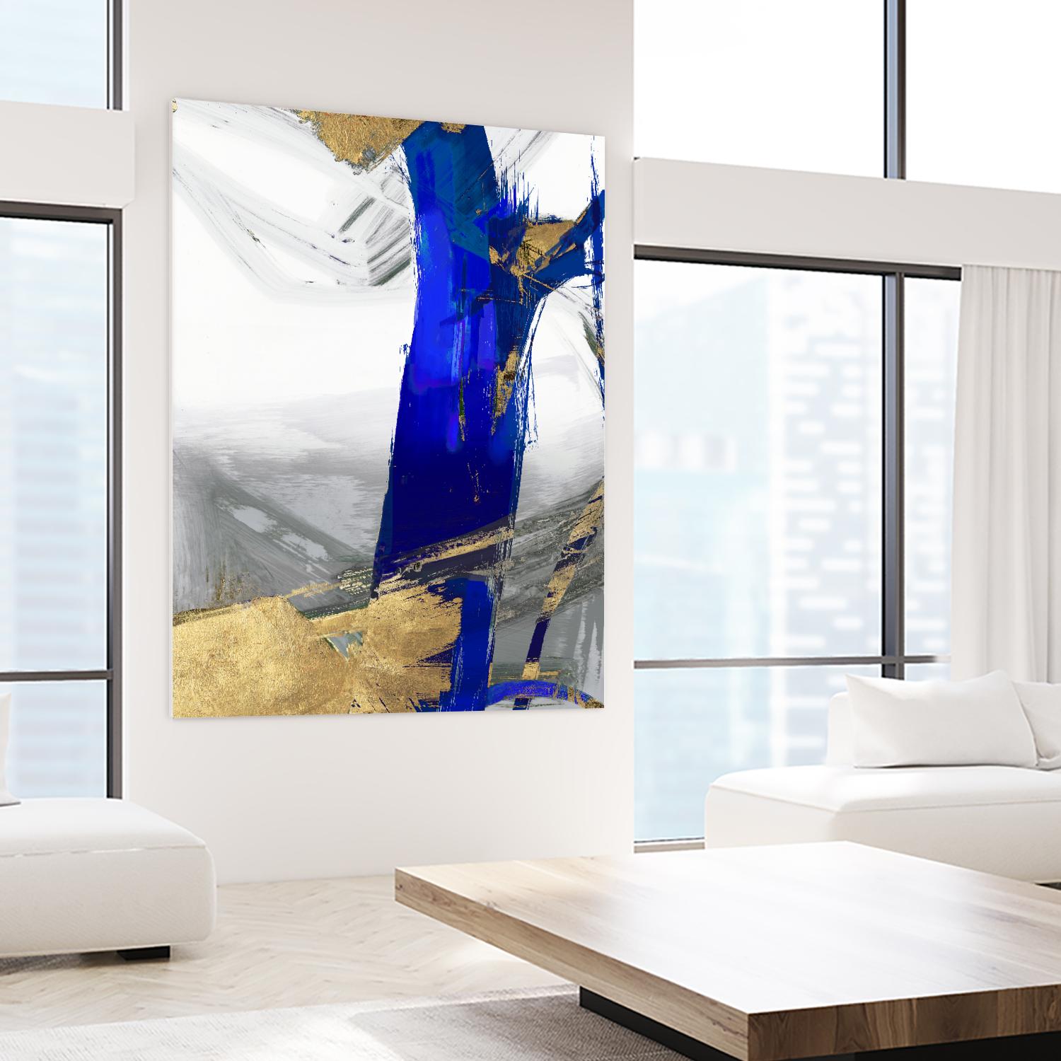 Indigo Abstract IV by PI Studio on GIANT ART - gold abstract