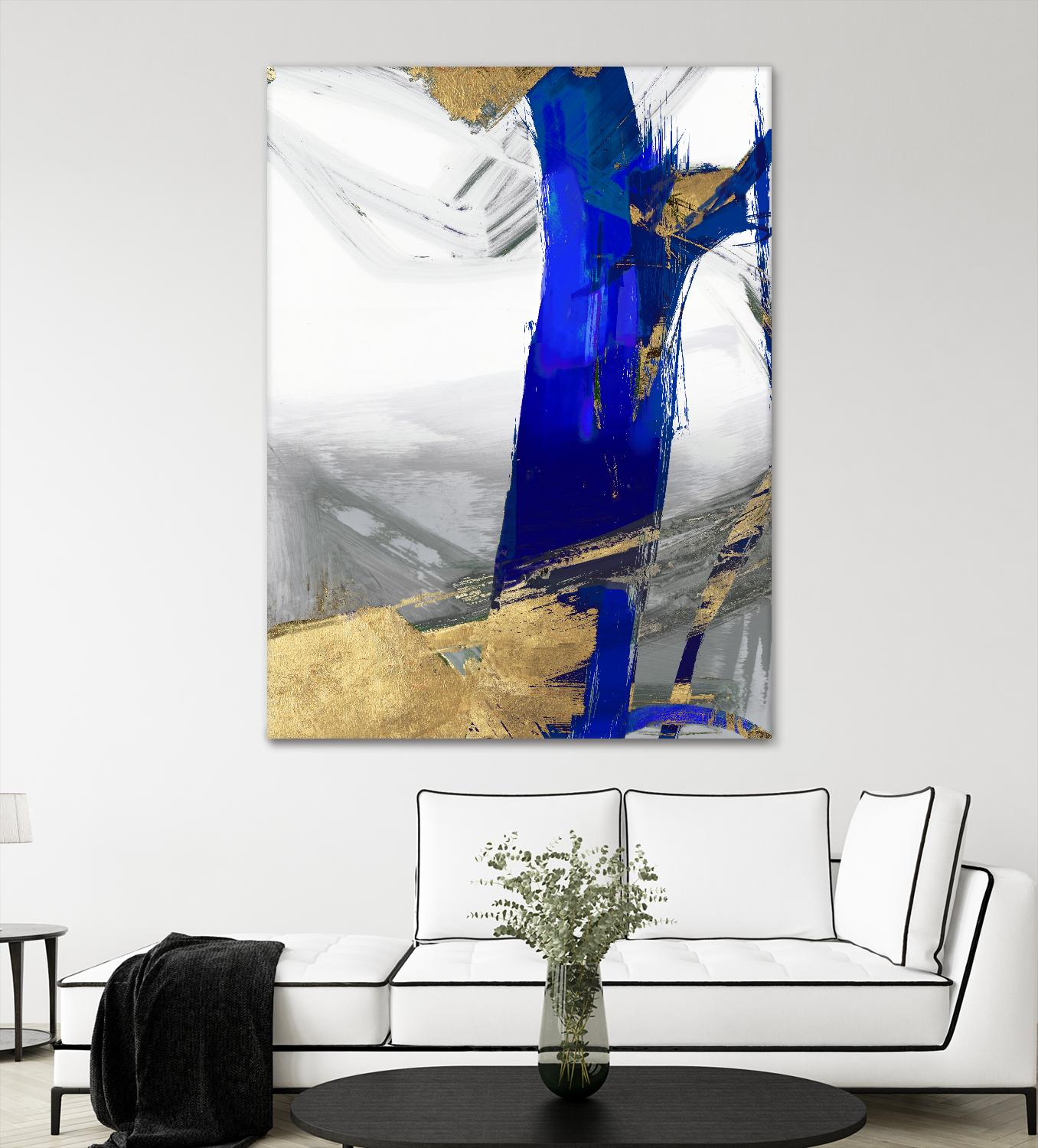 Indigo Abstract IV by PI Studio on GIANT ART - gold abstract
