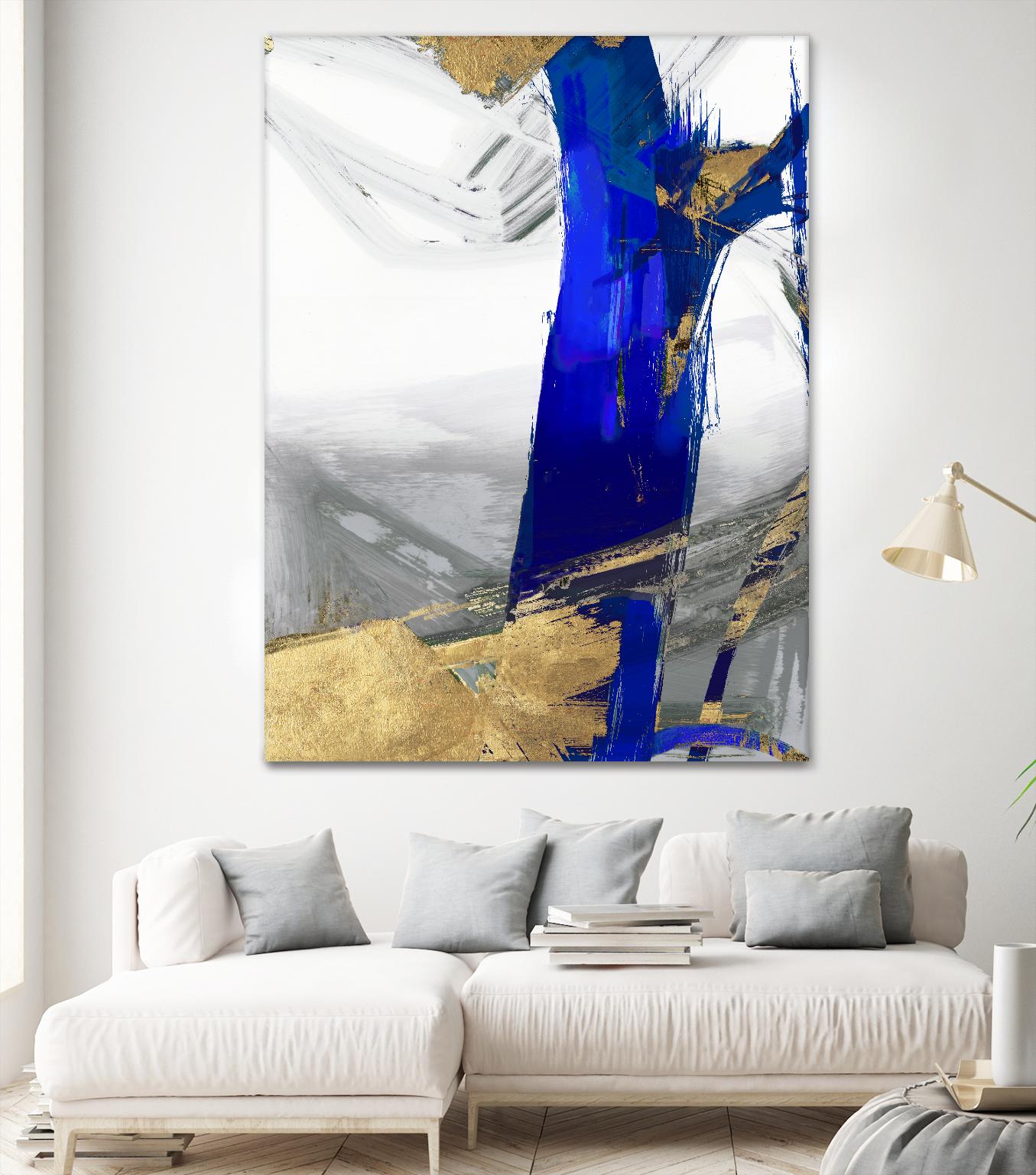 Indigo Abstract IV by PI Studio on GIANT ART - gold abstract
