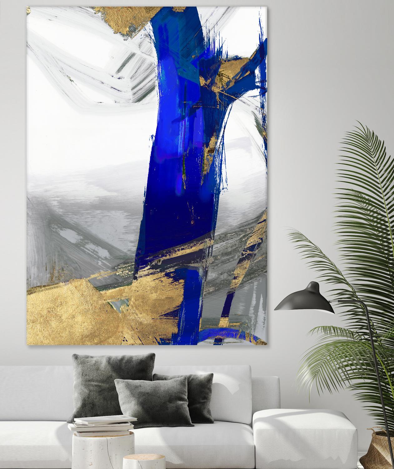 Indigo Abstract IV by PI Studio on GIANT ART - gold abstract