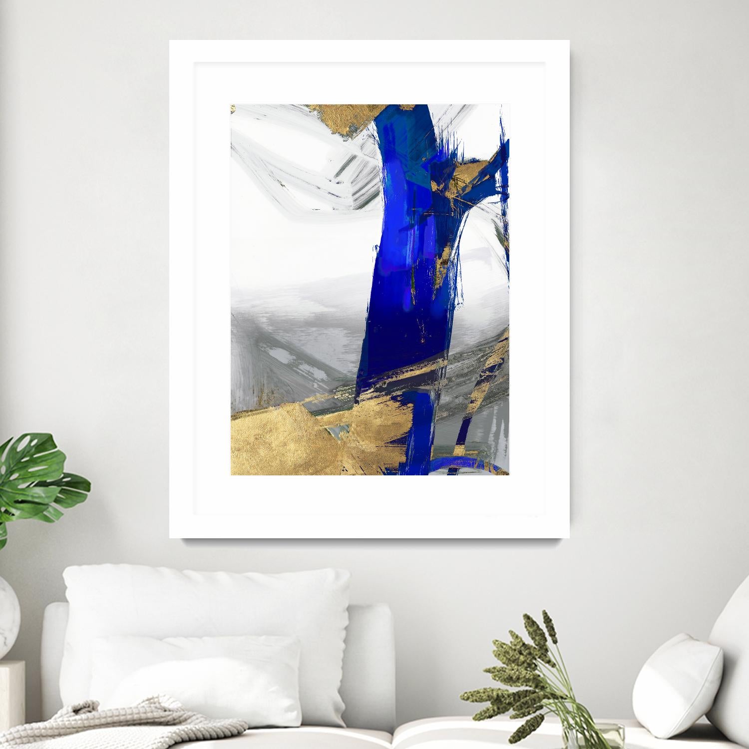 Indigo Abstract IV by PI Studio on GIANT ART - gold abstract