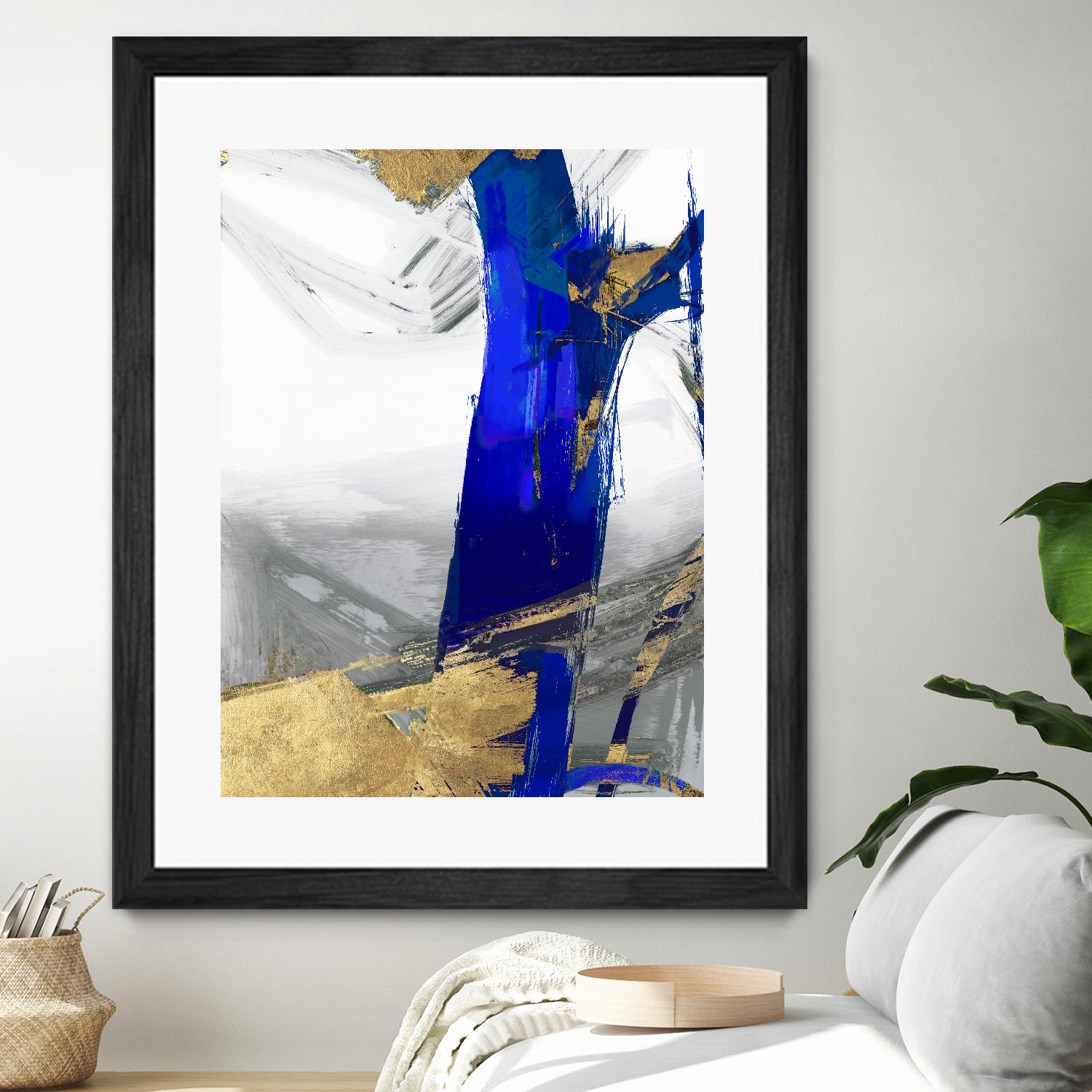 Indigo Abstract IV by PI Studio on GIANT ART - gold abstract