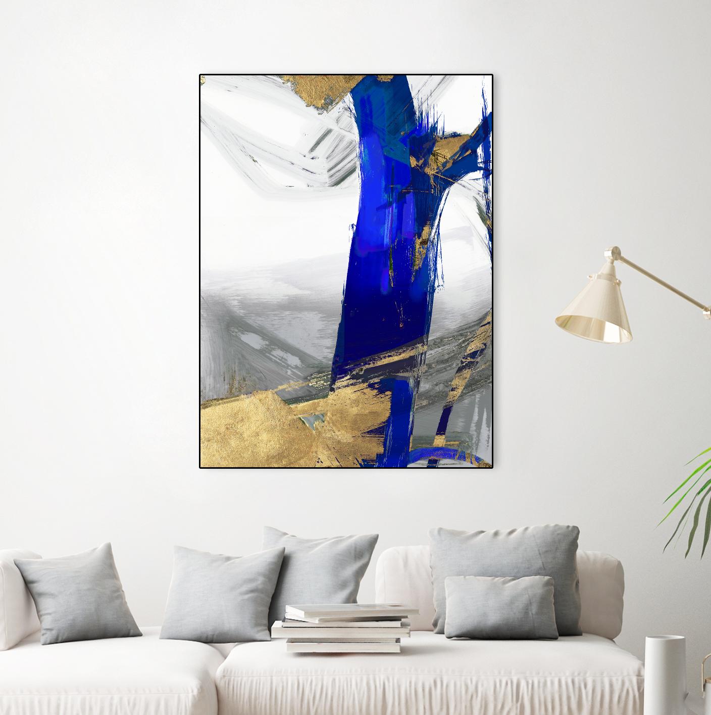 Indigo Abstract IV by PI Studio on GIANT ART - gold abstract