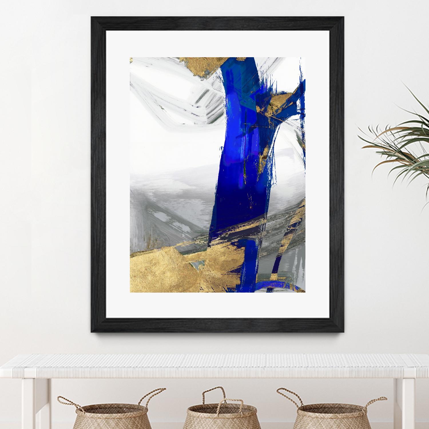 Indigo Abstract IV by PI Studio on GIANT ART - gold abstract