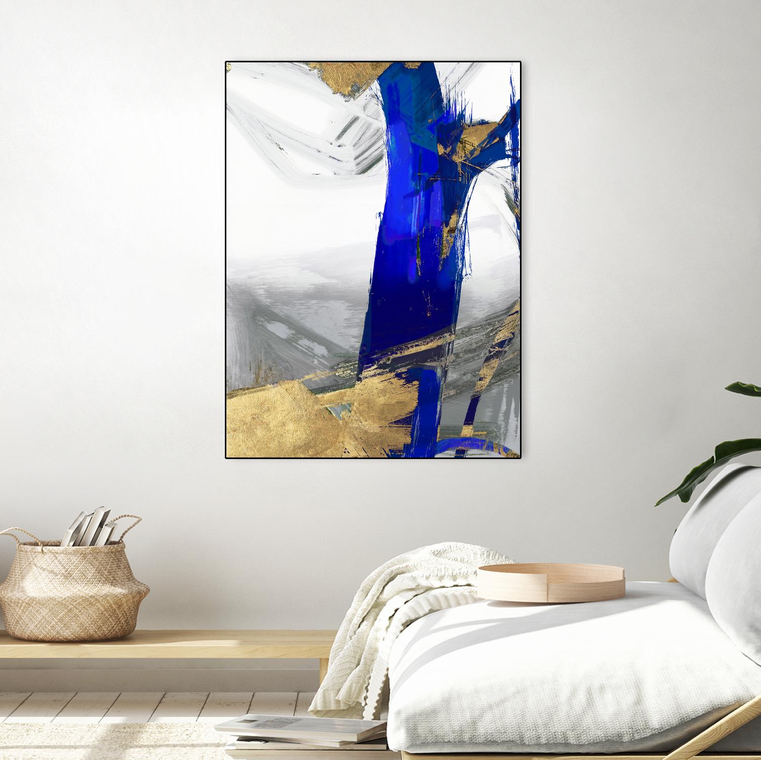 Indigo Abstract IV by PI Studio on GIANT ART - gold abstract