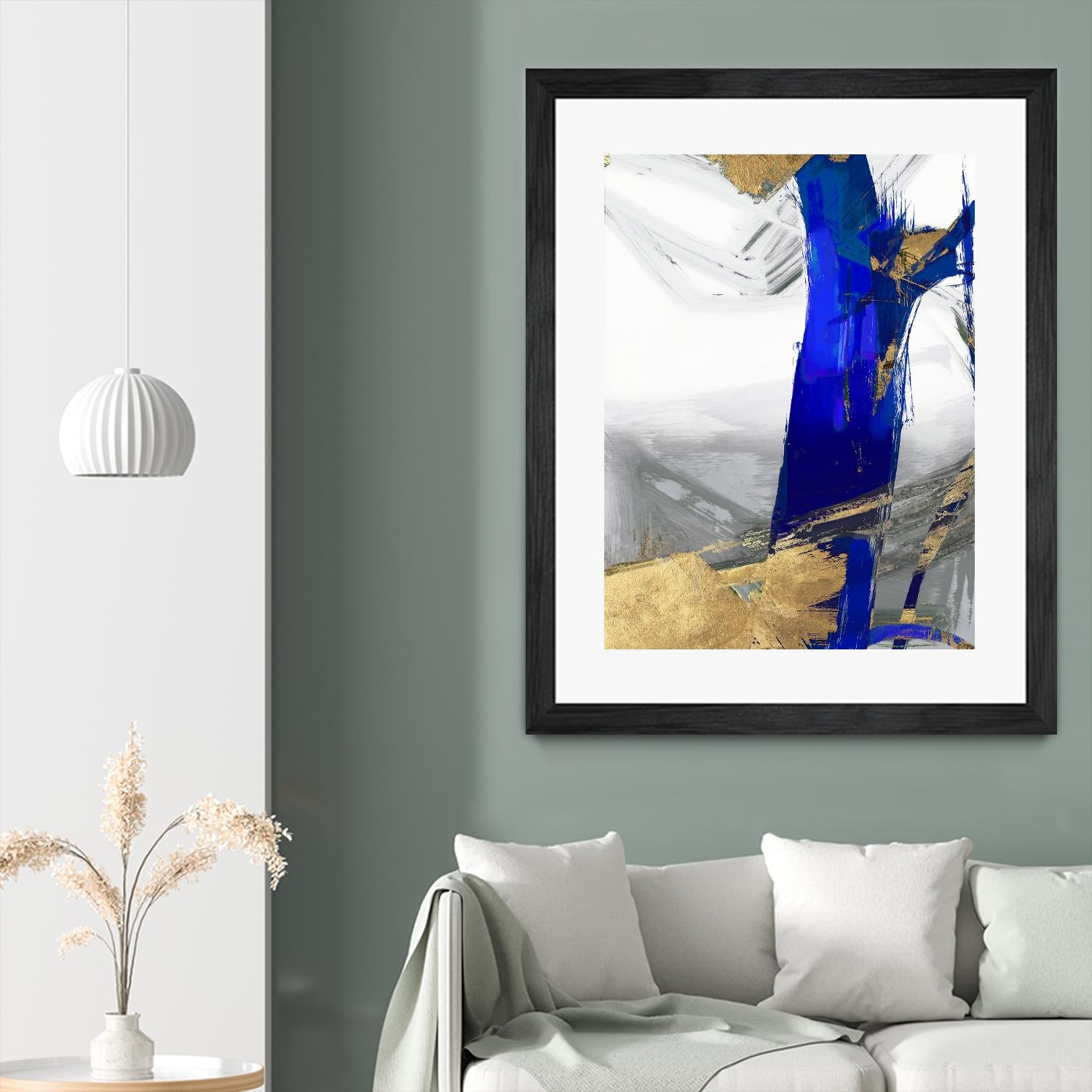 Indigo Abstract IV by PI Studio on GIANT ART - gold abstract