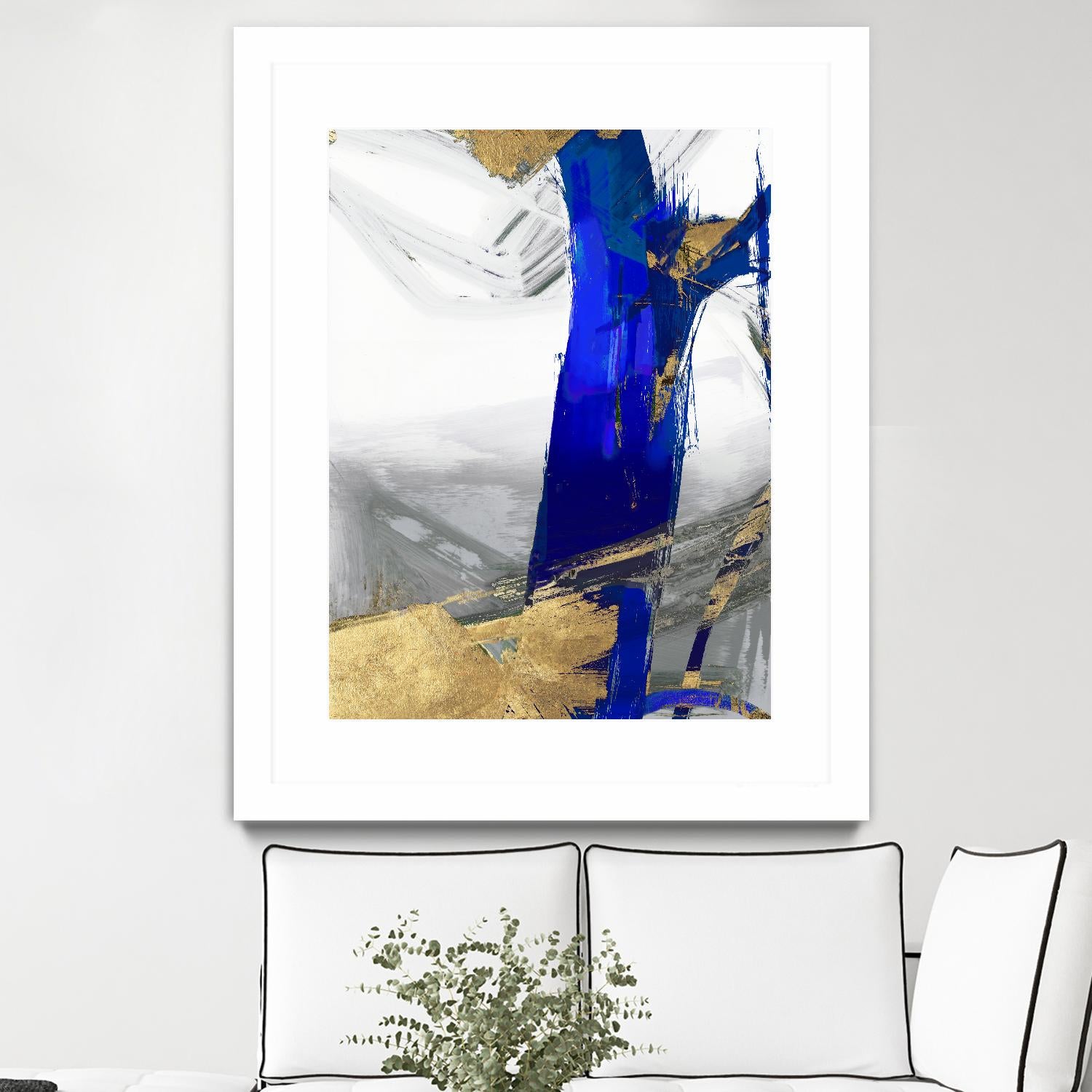 Indigo Abstract IV by PI Studio on GIANT ART - gold abstract