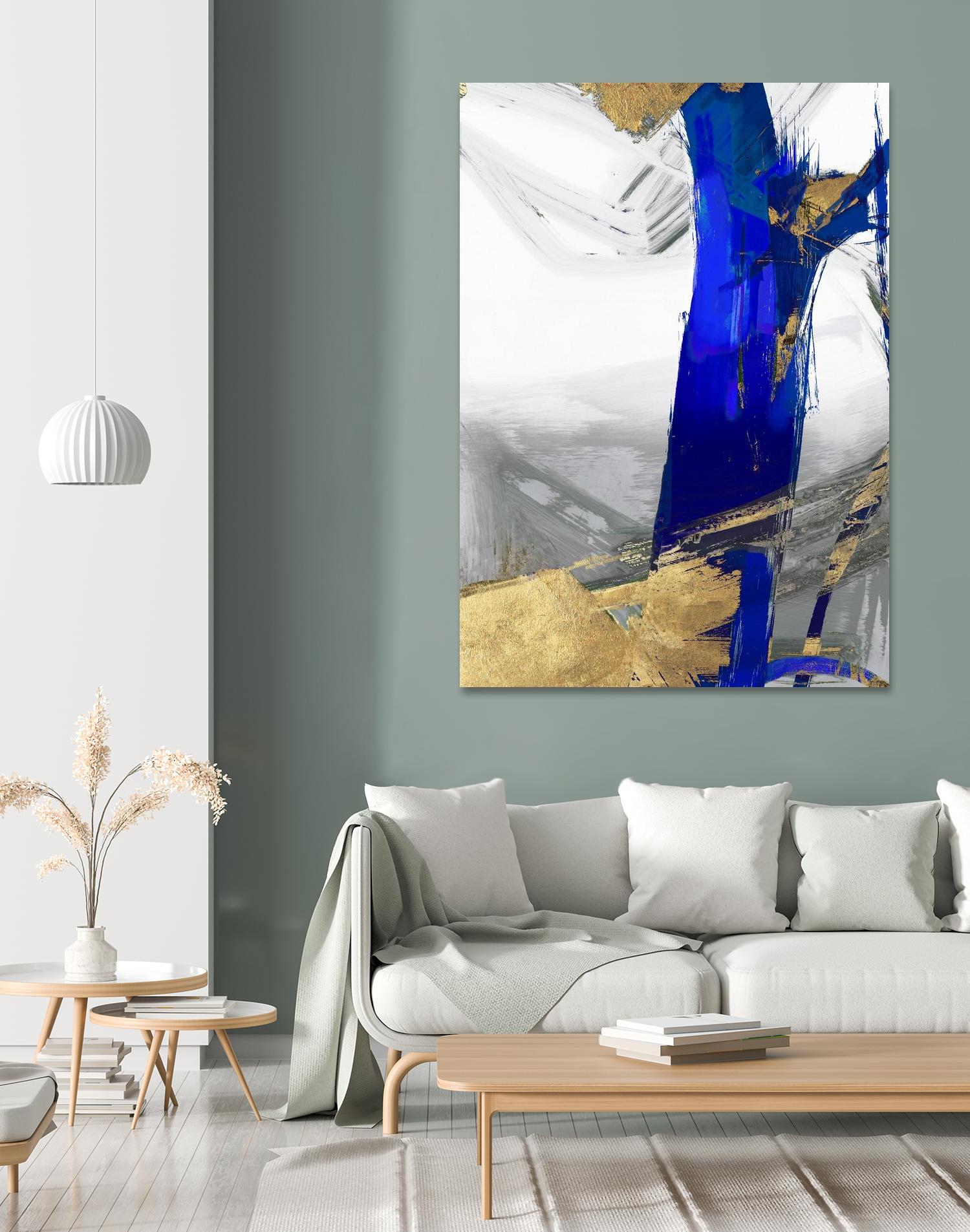 Indigo Abstract IV by PI Studio on GIANT ART - gold abstract