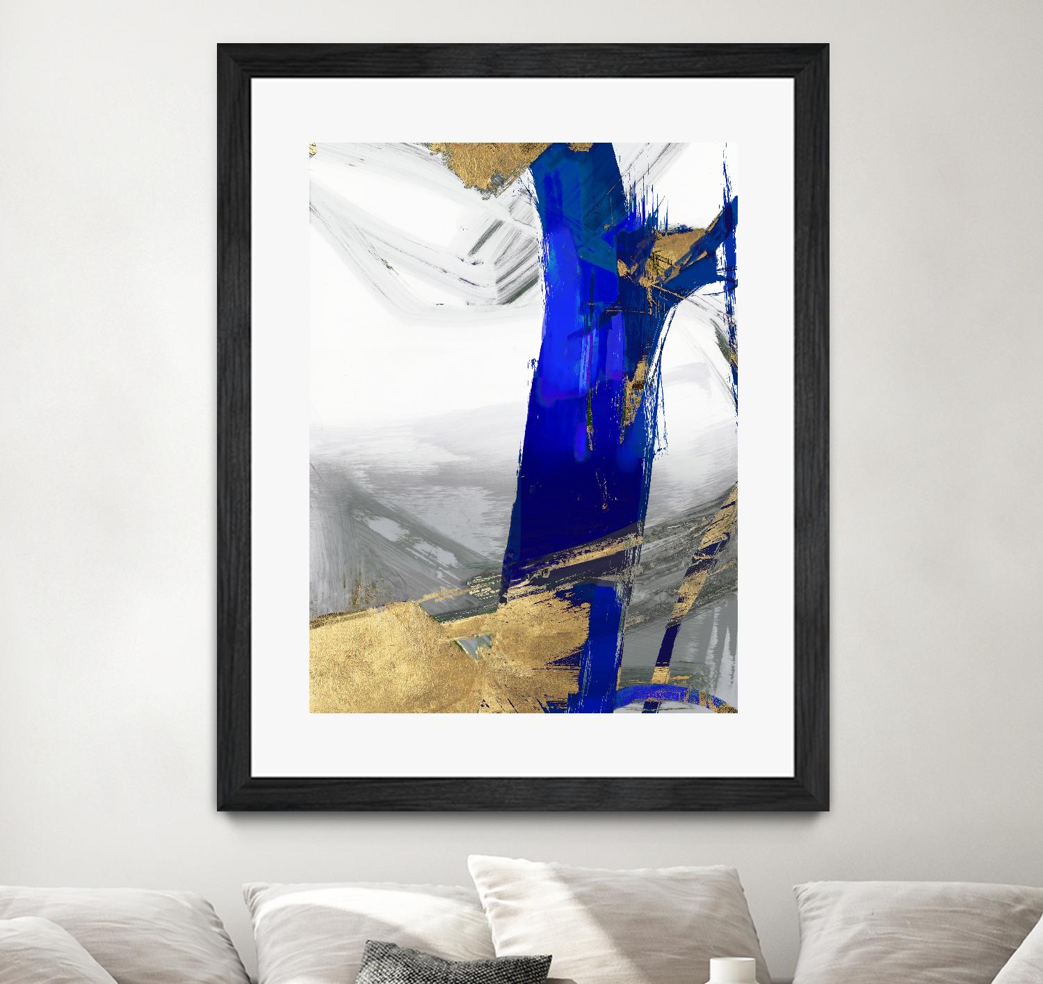 Indigo Abstract IV by PI Studio on GIANT ART - gold abstract
