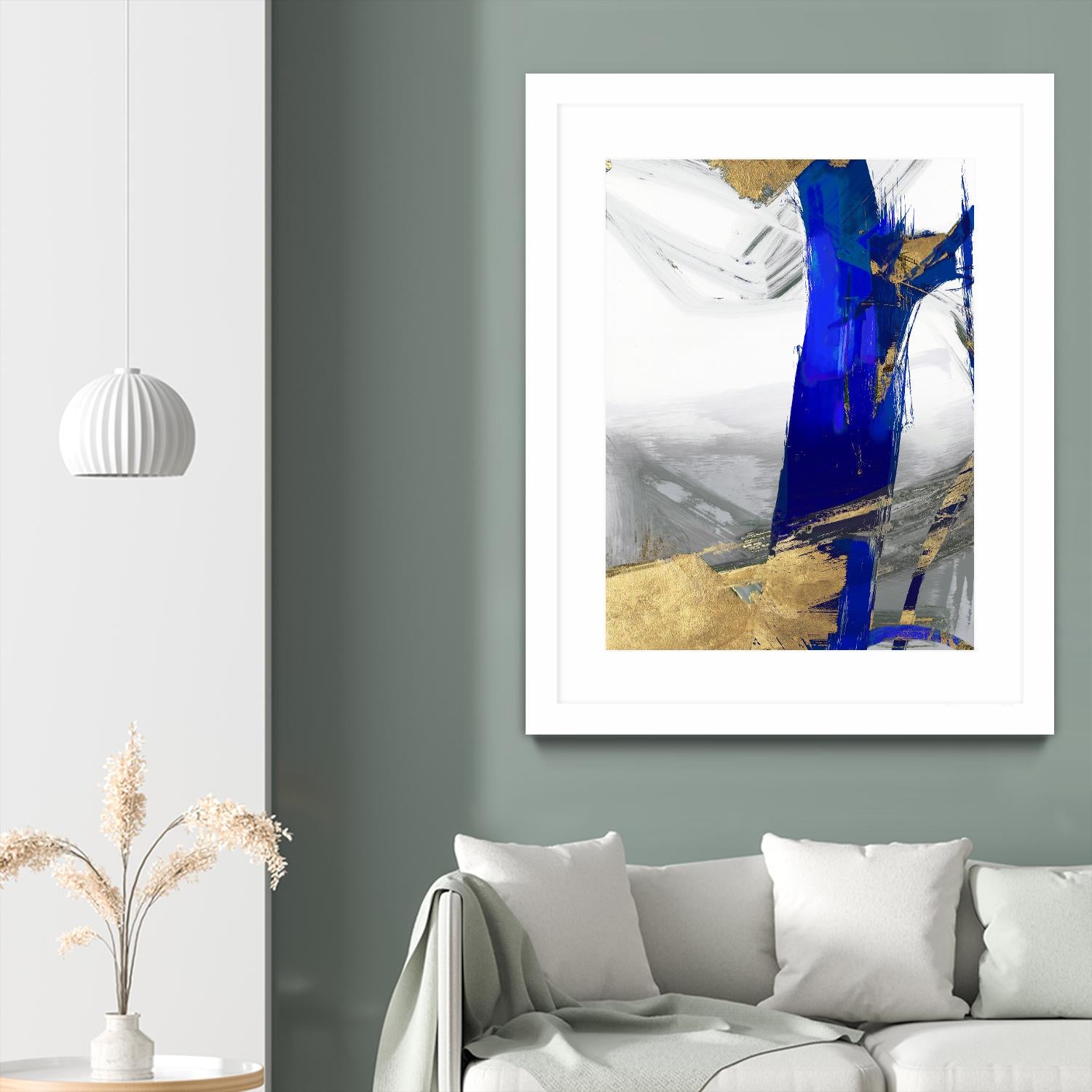 Indigo Abstract IV by PI Studio on GIANT ART - gold abstract