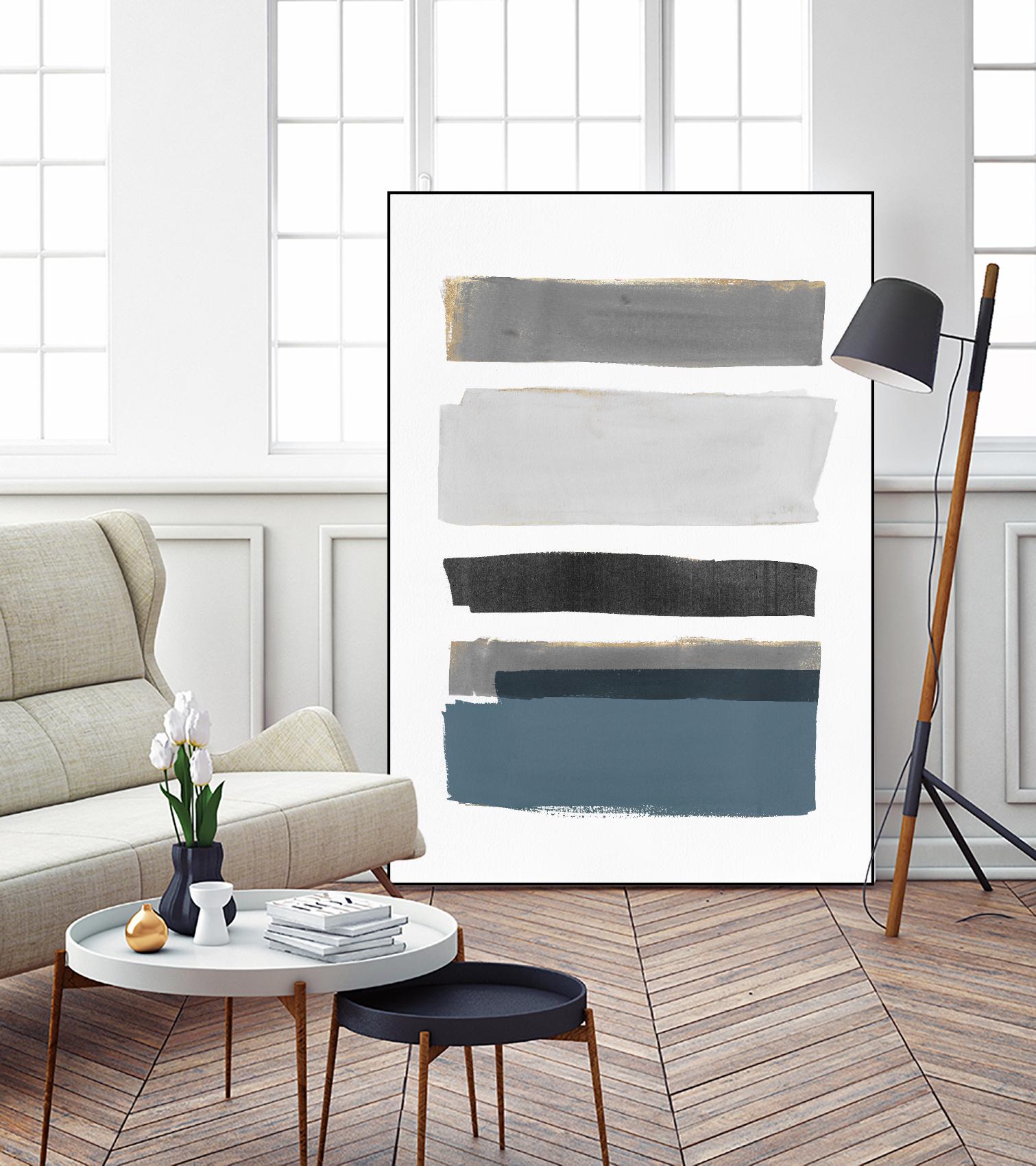 stacked Stripes I by Pi Studio on GIANT ART - gold shapes stripes