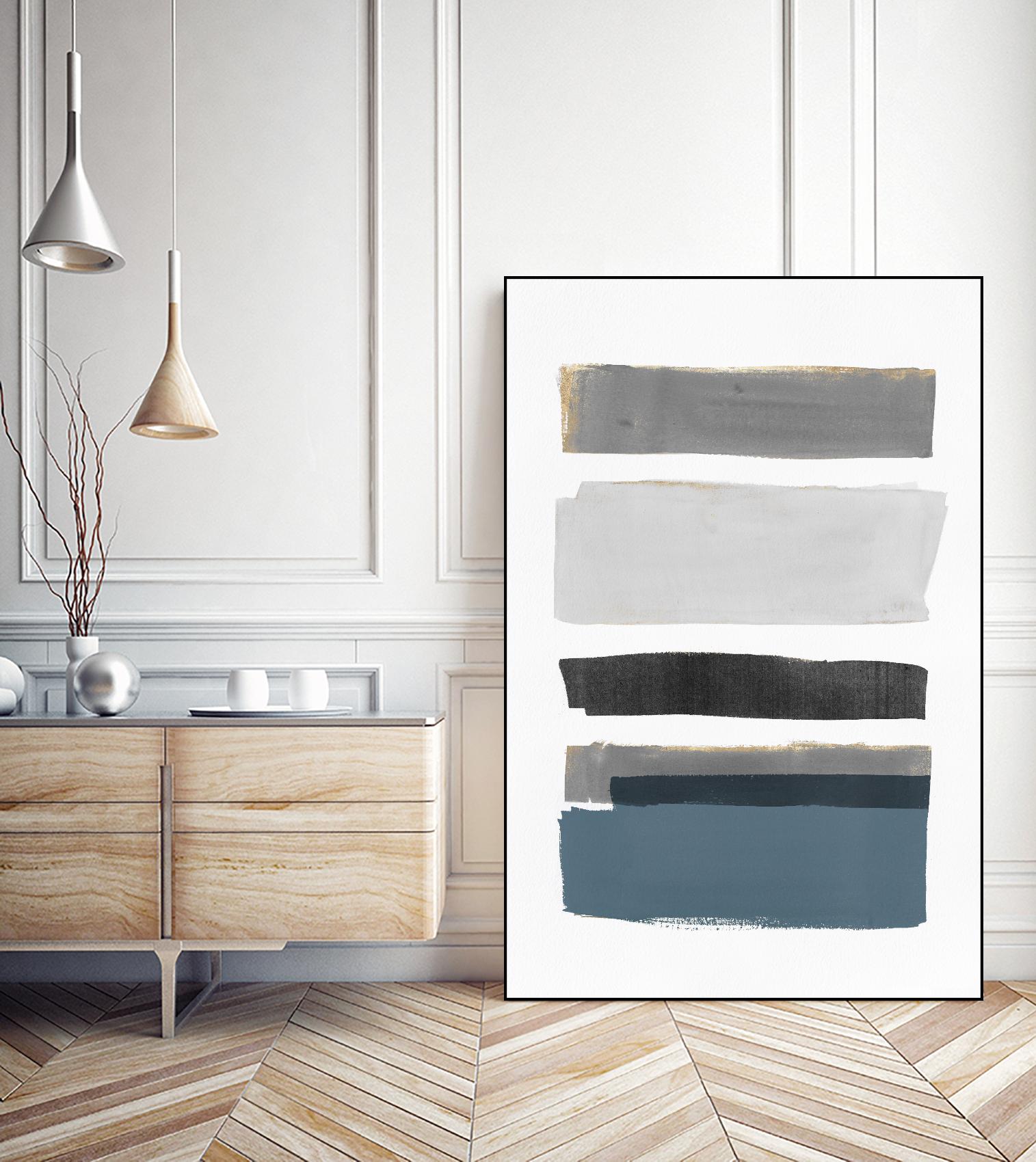 stacked Stripes I by Pi Studio on GIANT ART - gold shapes stripes