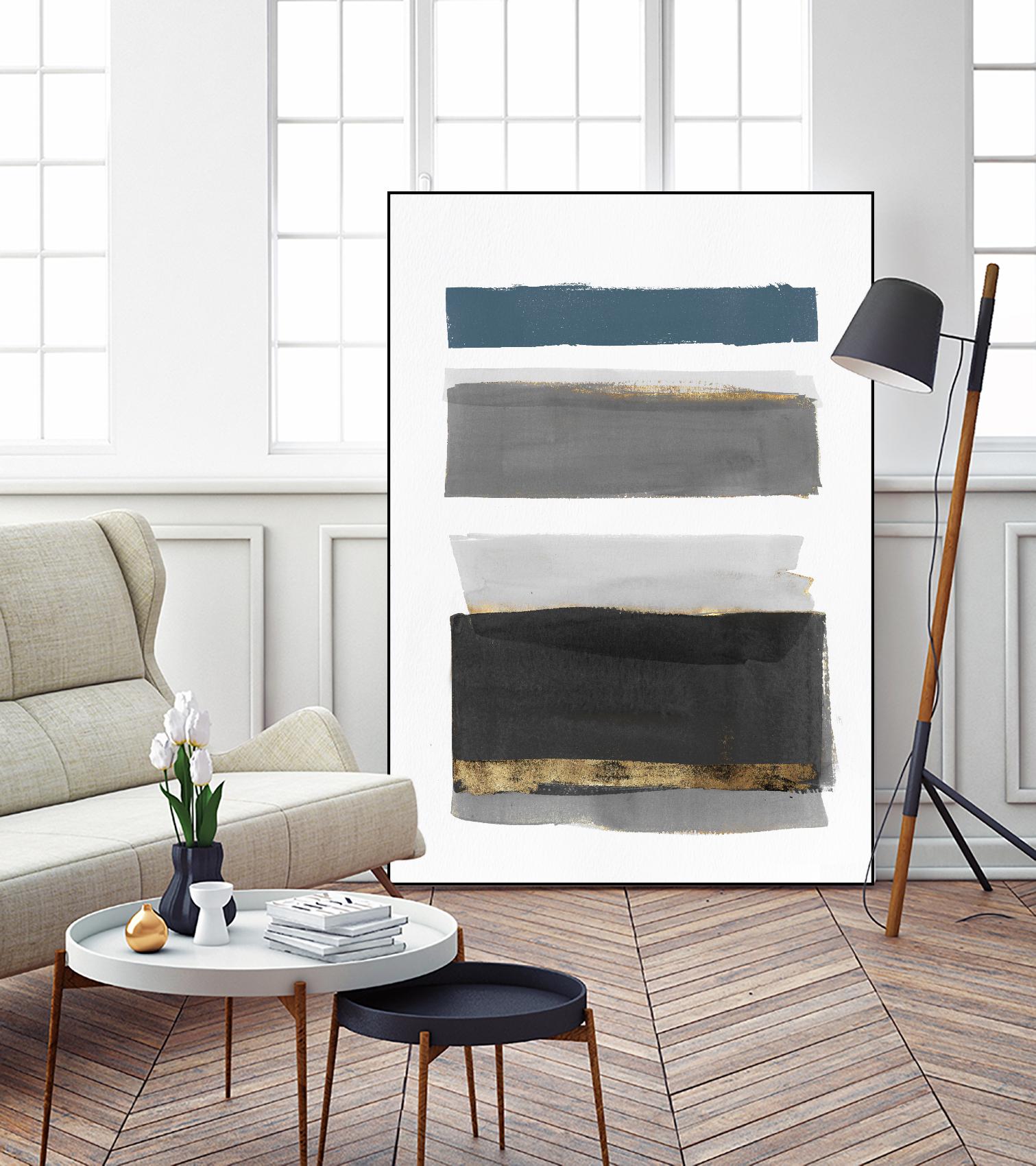 Stacked Stripes II by PI Studio on GIANT ART - gold shapes