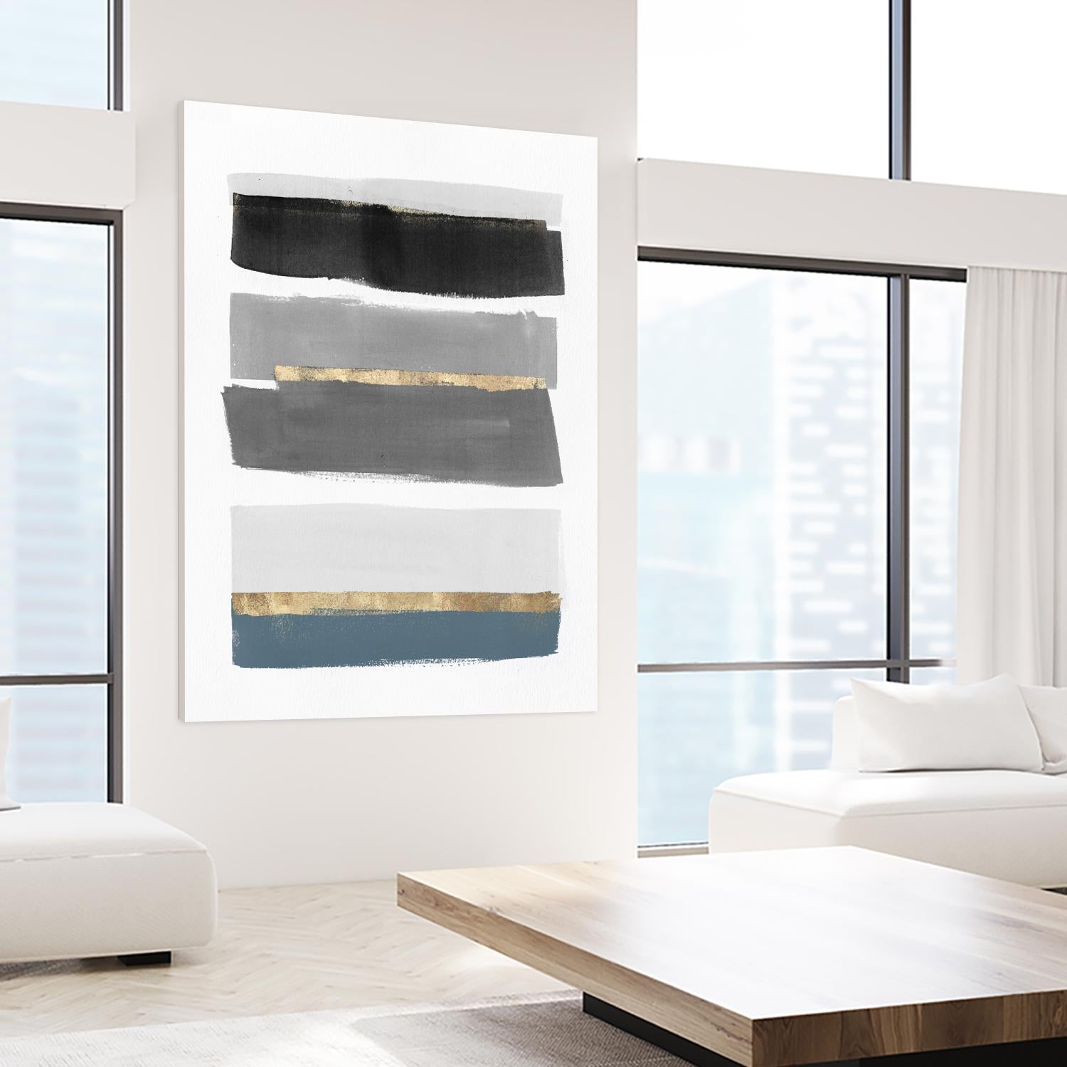 Stacked Stripes III by PI Studio on GIANT ART - gold shapes stripes