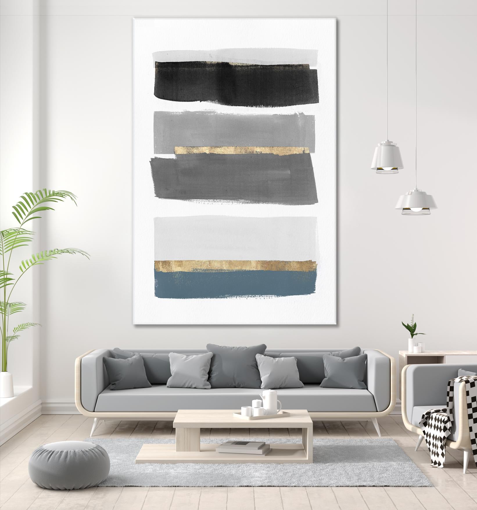 Stacked Stripes III by PI Studio on GIANT ART - gold shapes stripes