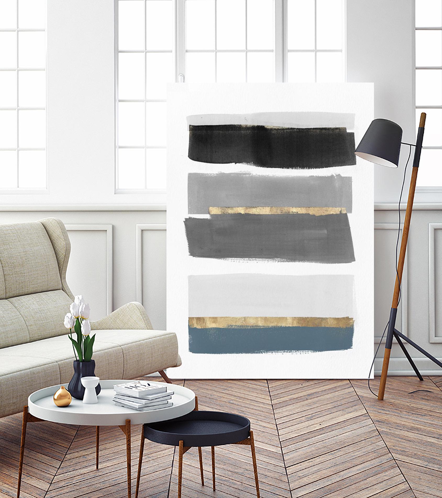 Stacked Stripes III by PI Studio on GIANT ART - gold shapes stripes