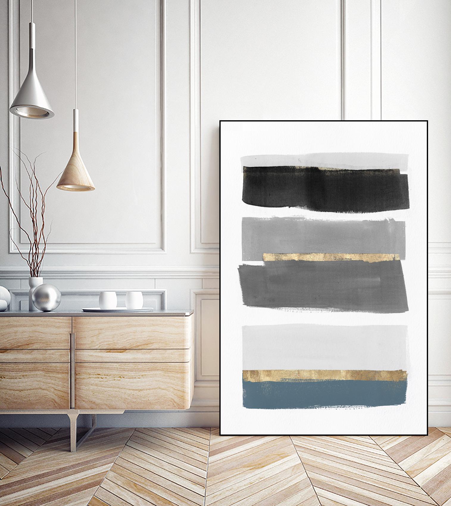 Stacked Stripes III by PI Studio on GIANT ART - gold shapes stripes