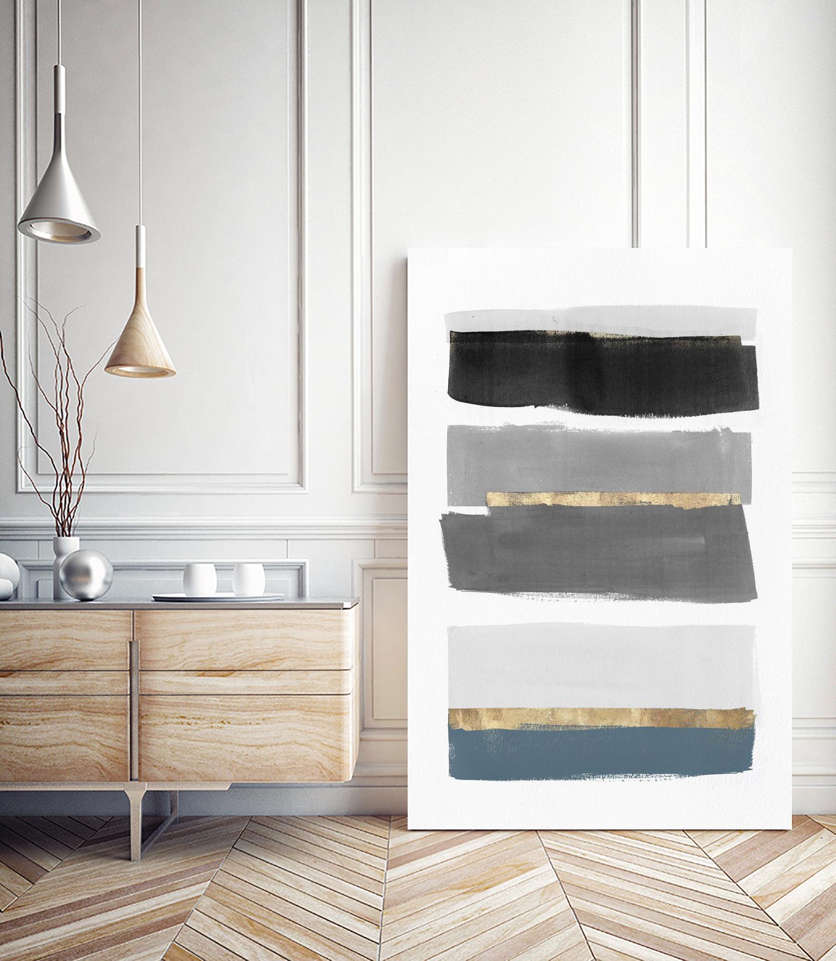 Stacked Stripes III by PI Studio on GIANT ART - gold shapes stripes