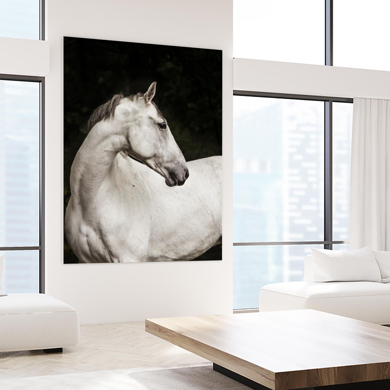 Elegant by Esther Marie on GIANT ART - white black & white horse