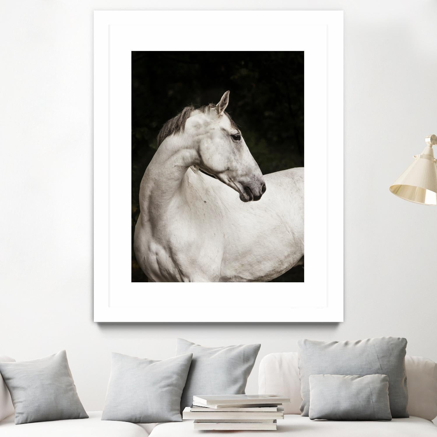 Elegant by Esther Marie on GIANT ART - white black & white horse