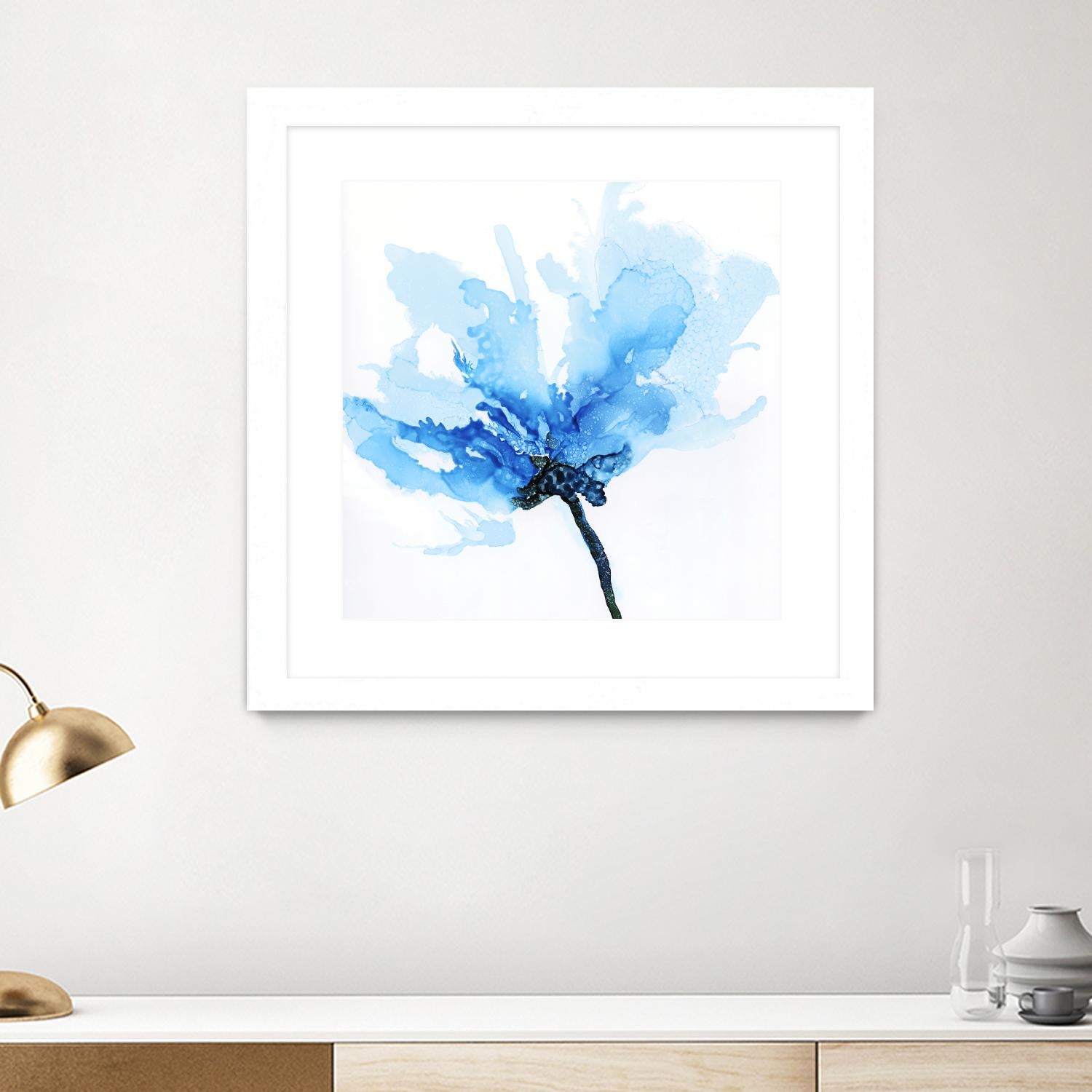 Blue Poppy II by Wendy Kroeker on GIANT ART - white floral