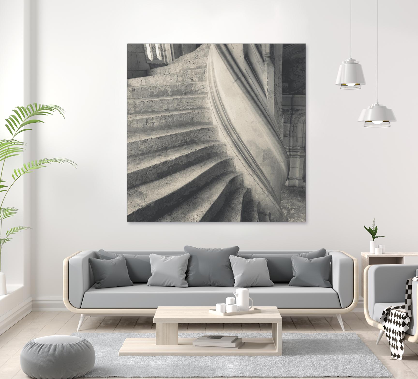 Descending I by YK Studios 1X on GIANT ART - gray architectural stair