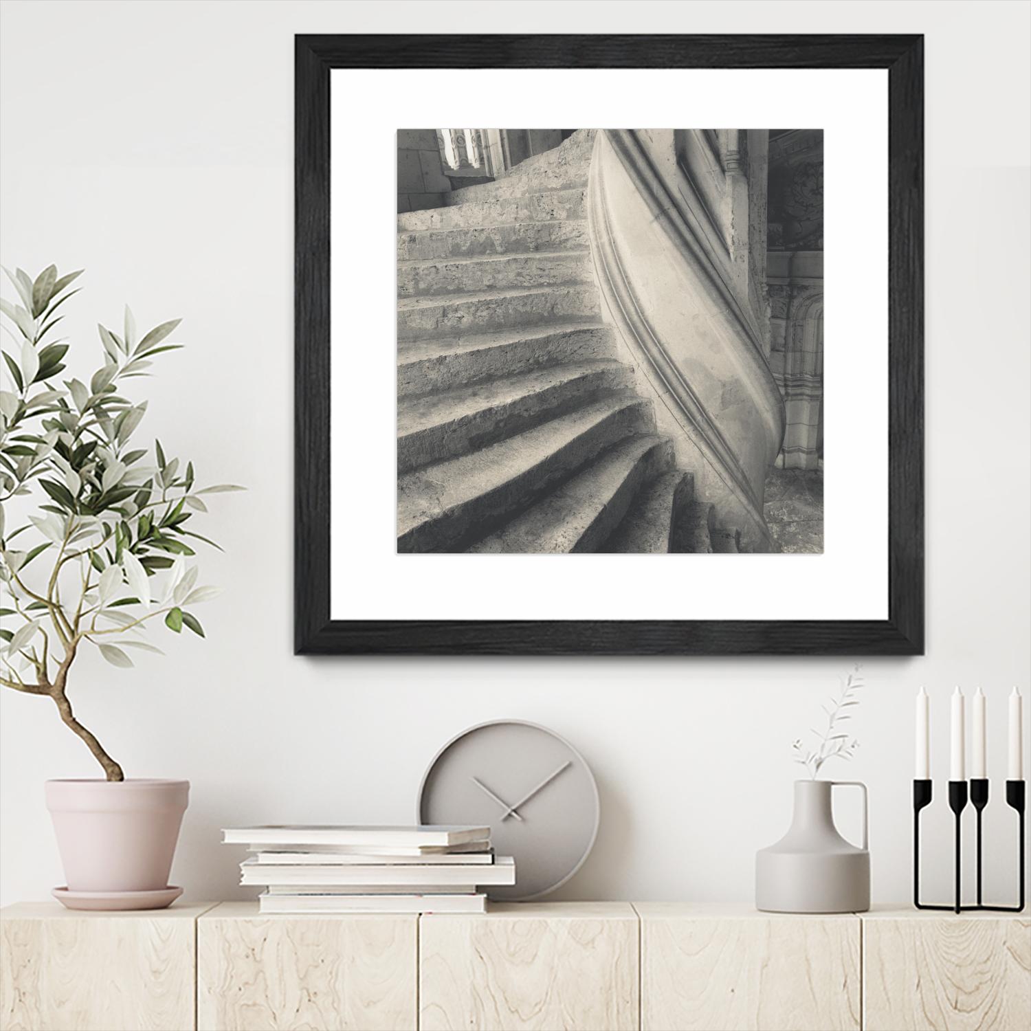 Descending I by YK Studios 1X on GIANT ART - gray architectural stair