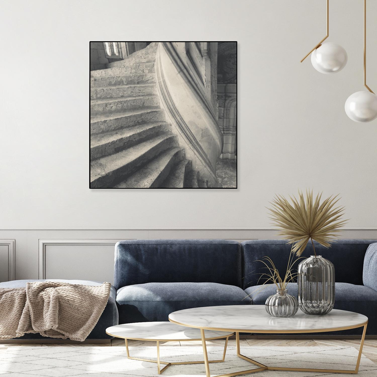 Descending I by YK Studios 1X on GIANT ART - gray architectural stair