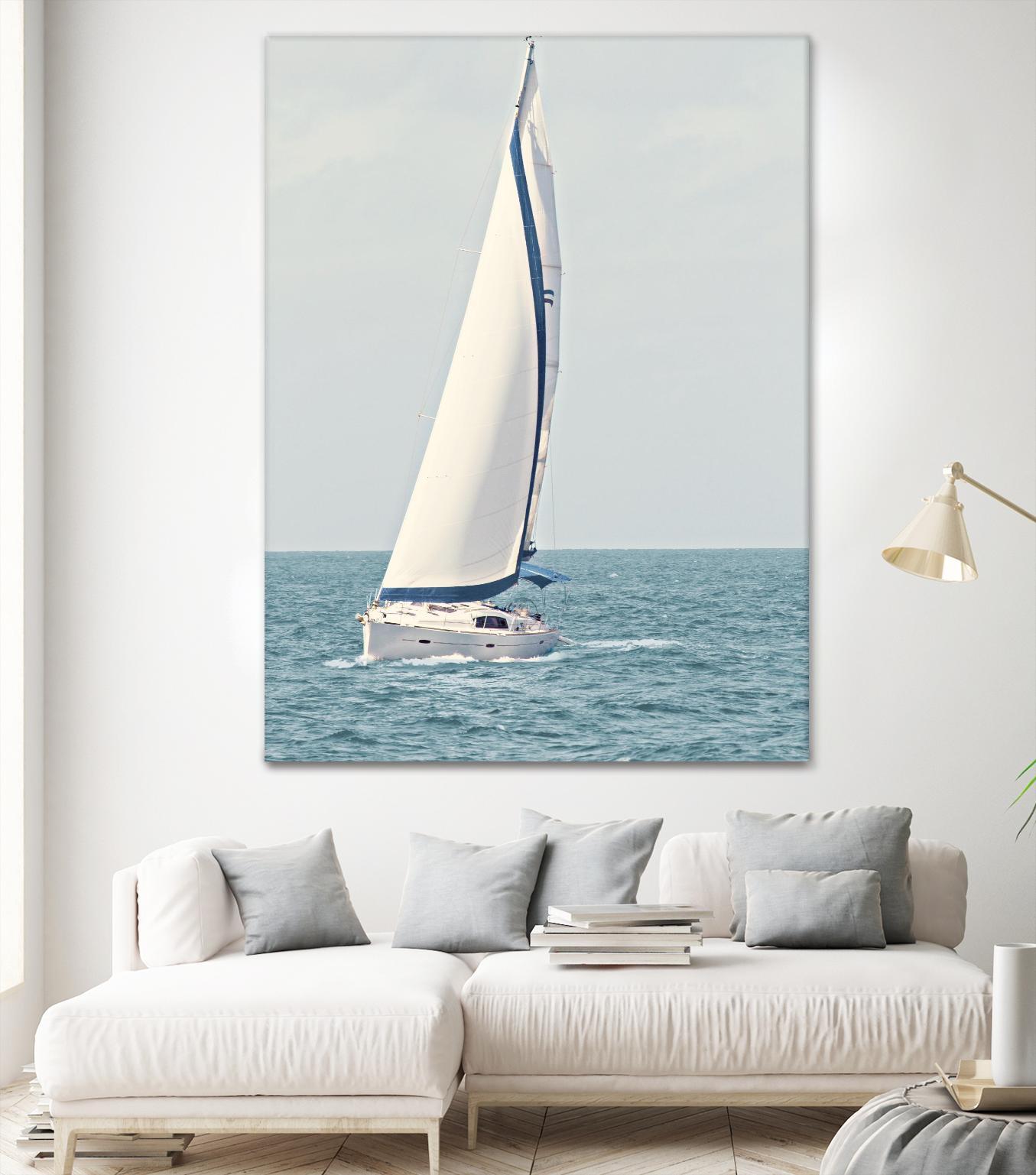 Sailboat In The Ocean by Kathy Mansfield on GIANT ART - coastal