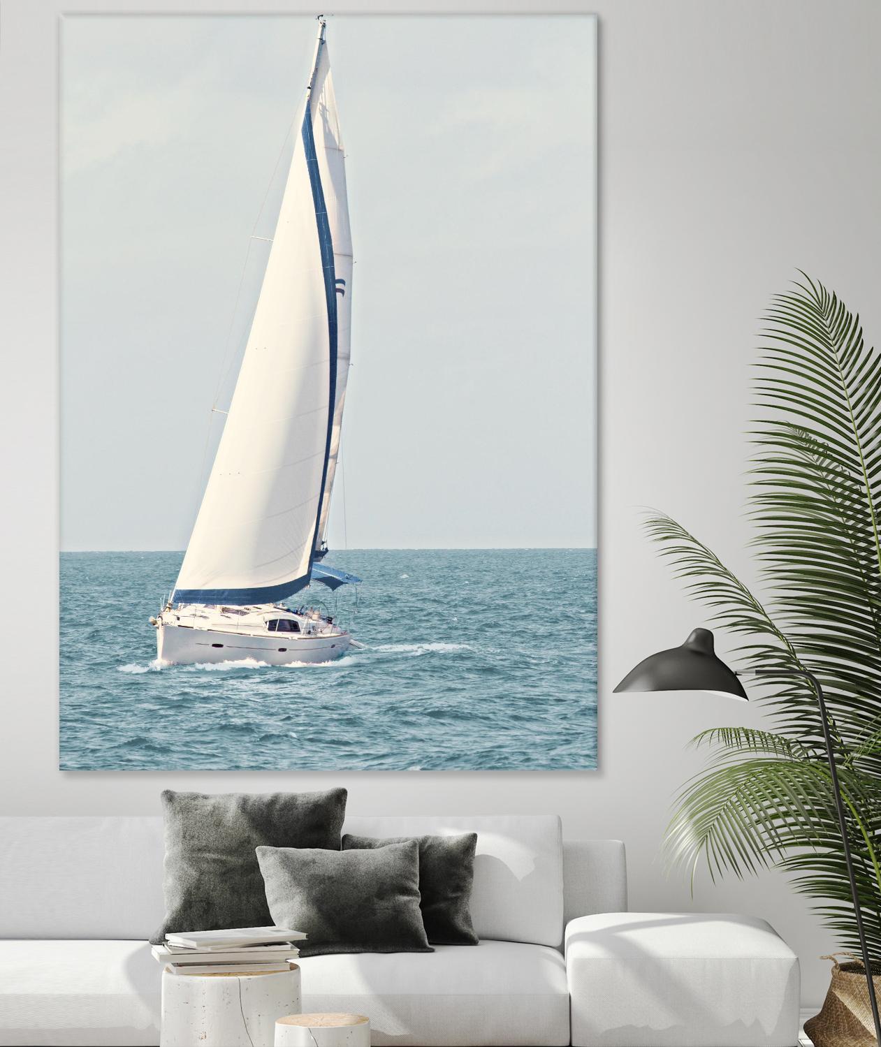 Sailboat In The Ocean by Kathy Mansfield on GIANT ART - coastal