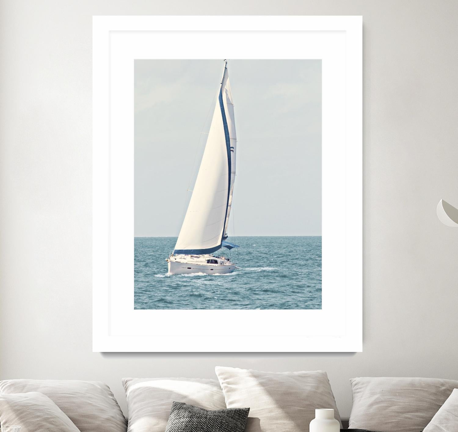 Sailboat In The Ocean by Kathy Mansfield on GIANT ART - coastal