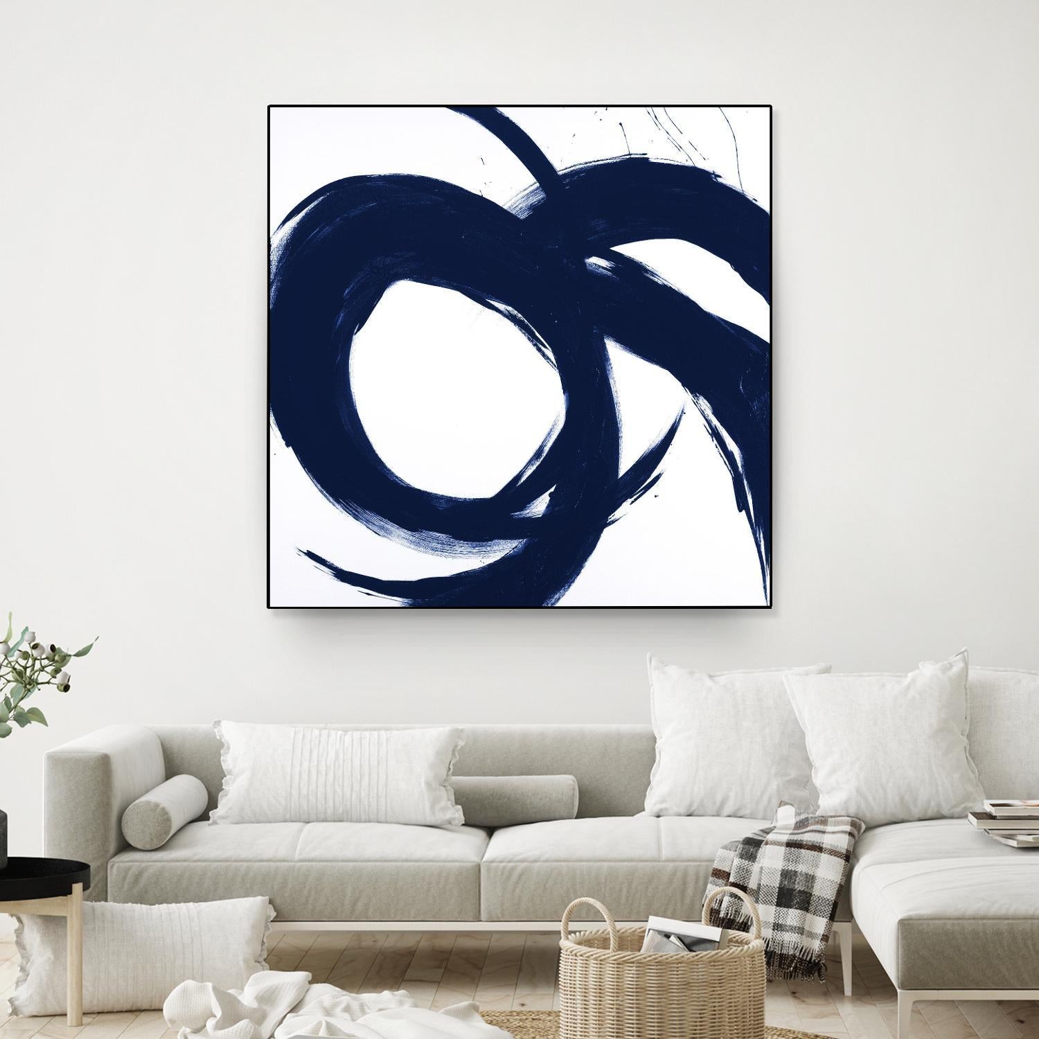 Navy Circular Strokes II by Megan Morris on GIANT ART - white black & white