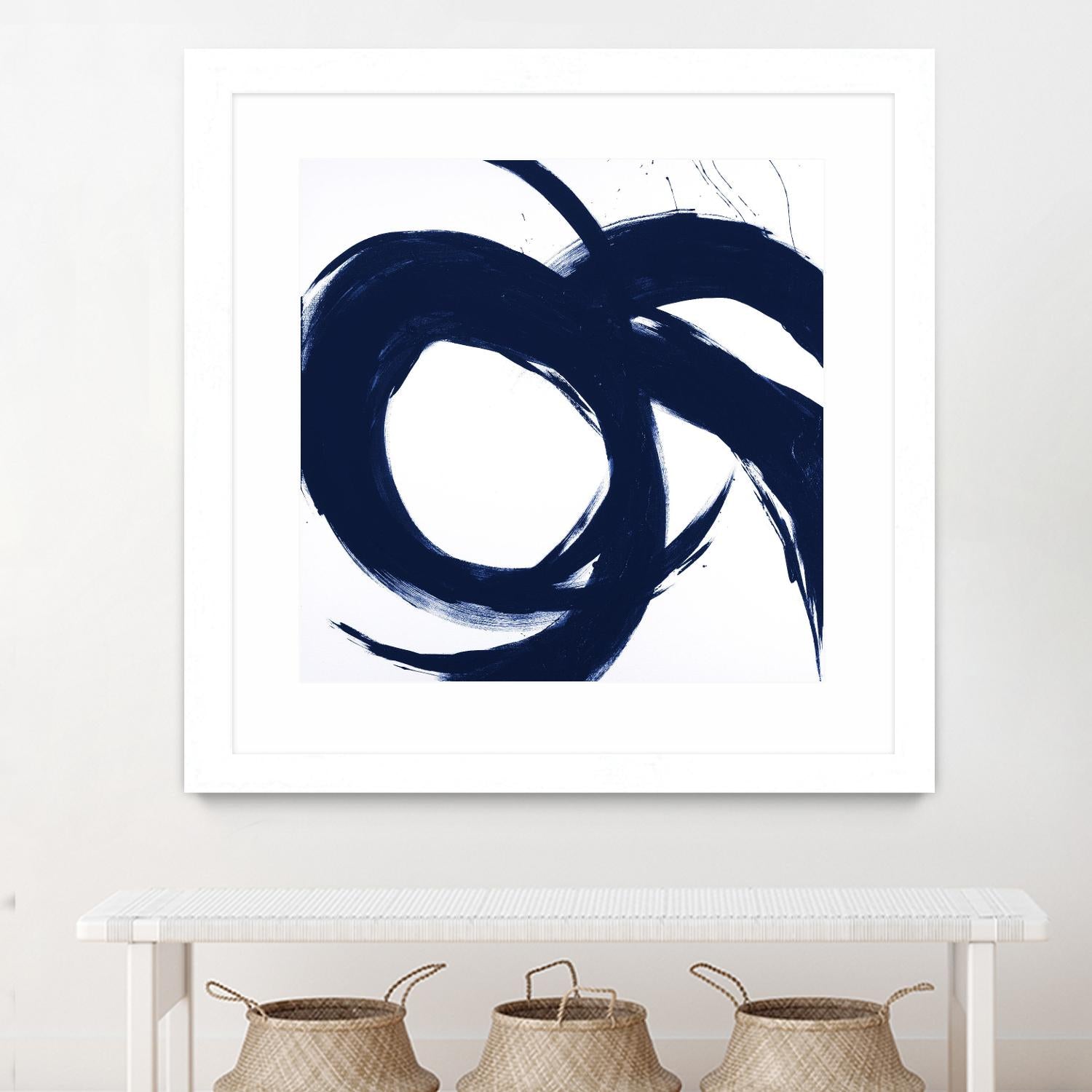 Navy Circular Strokes II by Megan Morris on GIANT ART - white black & white